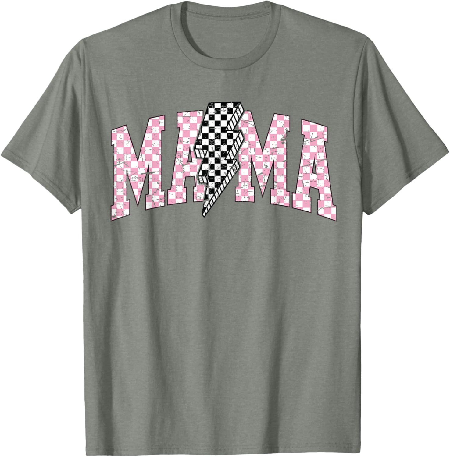 Retro Checkered Bolt Mama T-Shirt for Women, Men, Girls, and Kids - 5