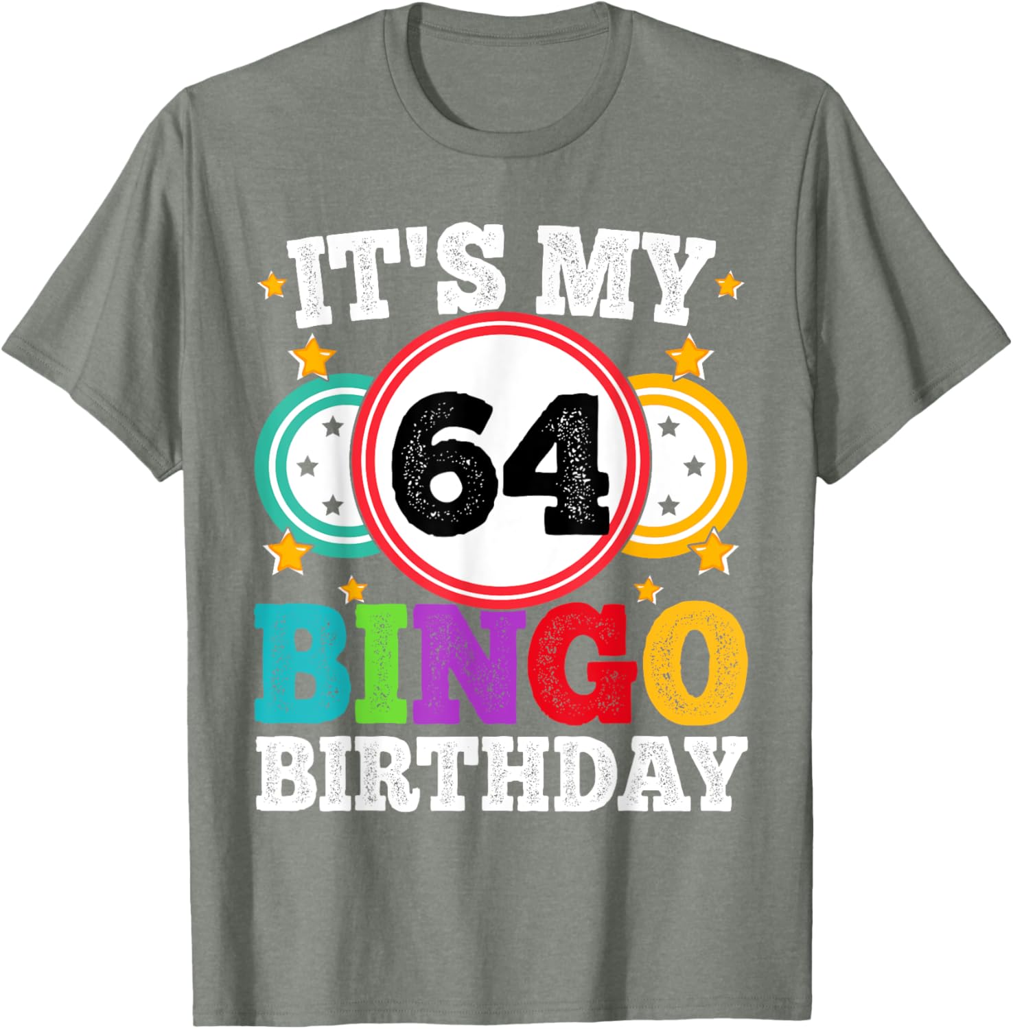 Funny 64th Birthday Bingo T-Shirt for Men and Women - Celebrate in Style! - 7