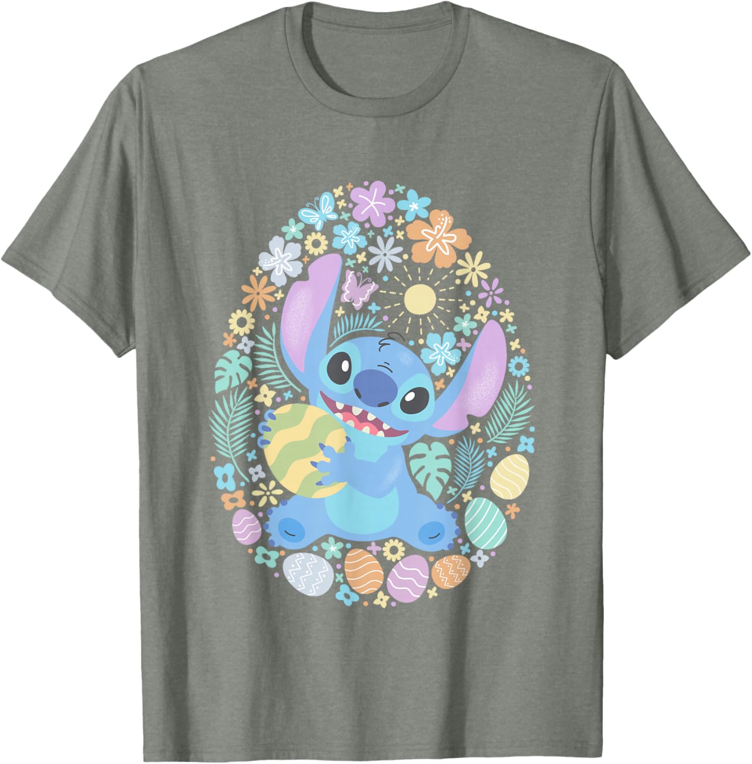 Disney Lilo & Stitch Easter Eggs Floral Portrait T-Shirt for Fans - 11