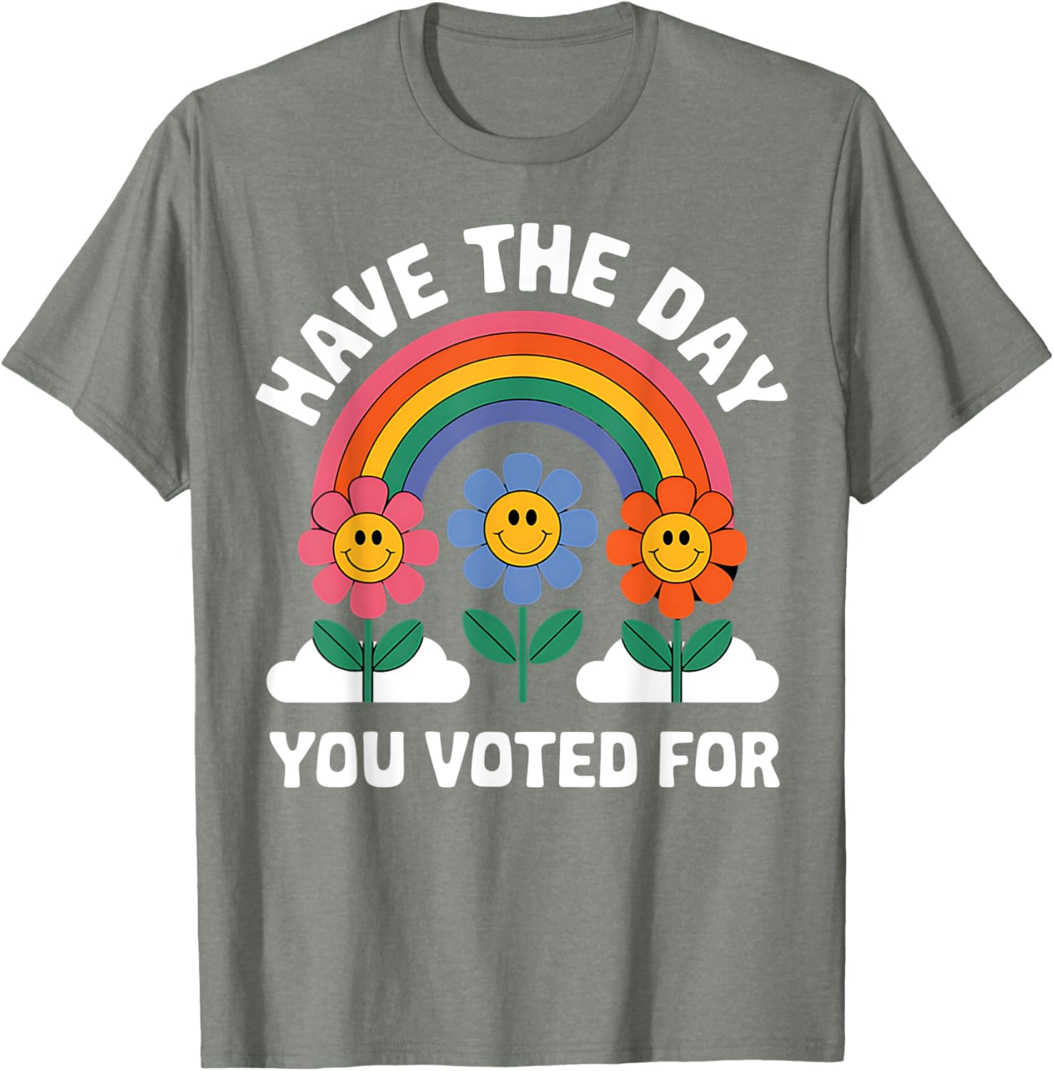 Funny Groovy Rainbow Flower T-Shirt for Your Voting Day Celebration - 21