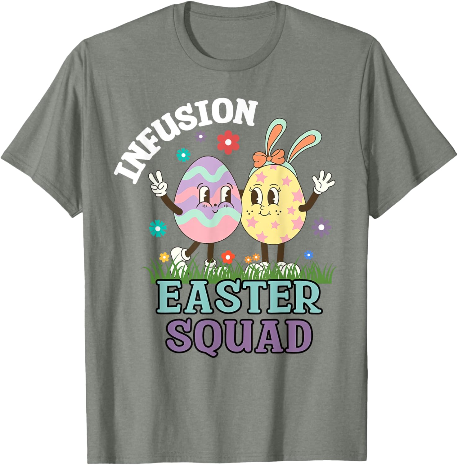 Infusion Nurse Easter Squad Bunny Eggs T-Shirt for Oncology Nurses - 9