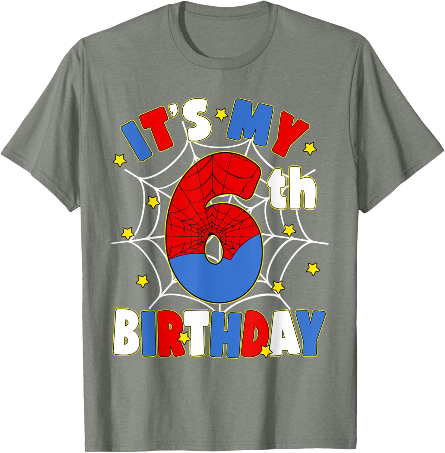 Kids Boys Spider Theme 6th Birthday Party T-Shirt for Fun Celebrations - 25