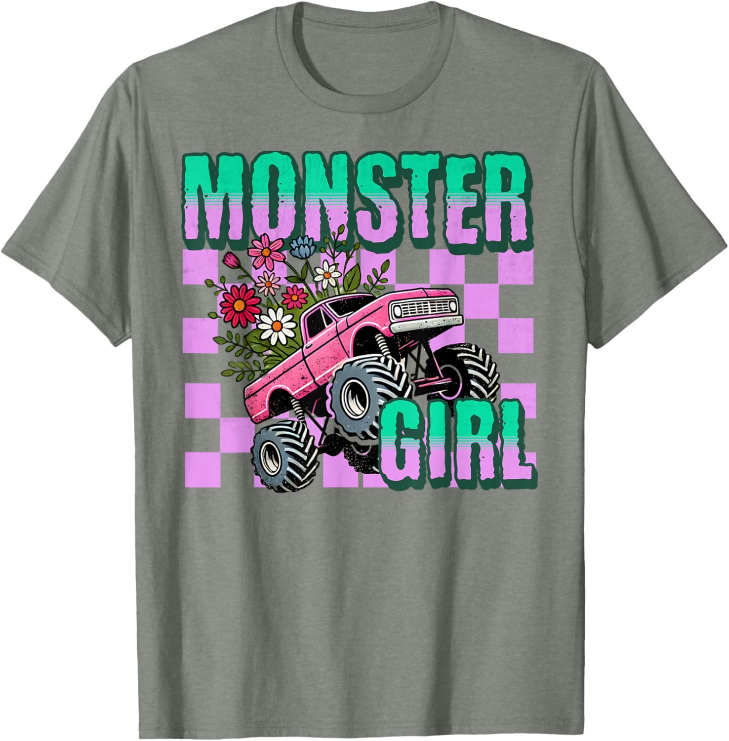 Vintage Monster Truck Girl T-Shirt for Retro Women Truck Lovers - 11