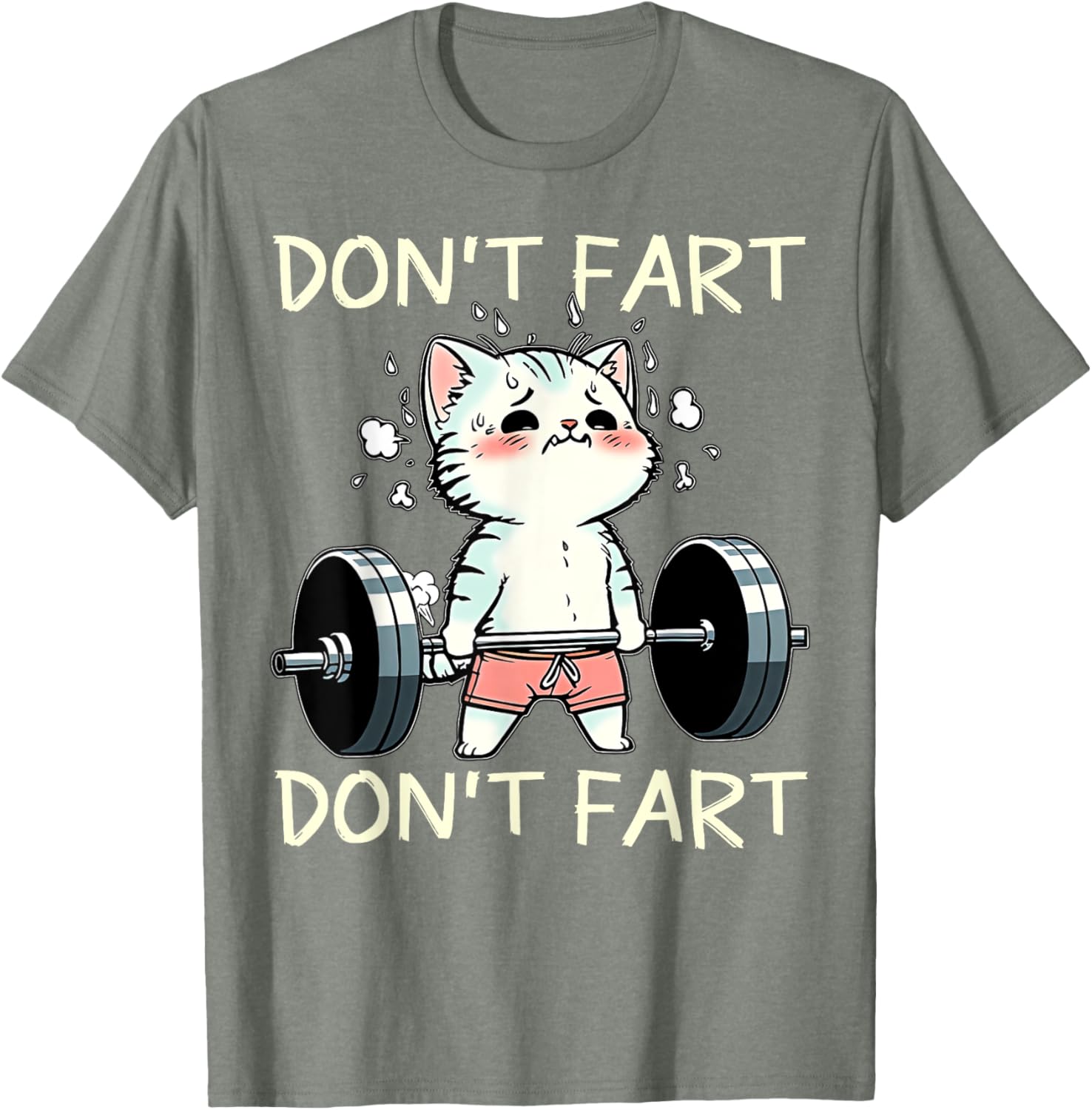 Funny Don't Fart Cat Weight Lifting T-Shirt for Fitness Lovers - 19
