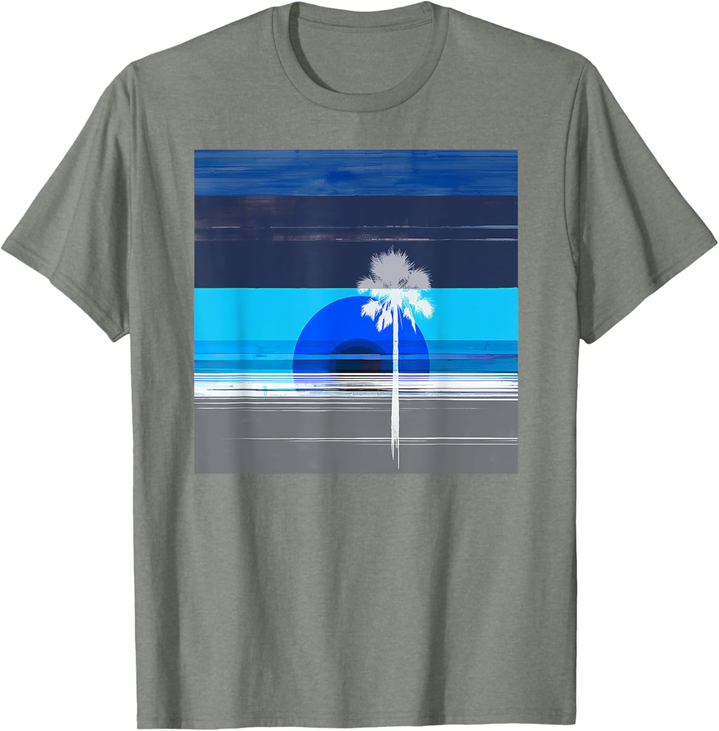 Stylish Palm Tree Tropical Landscape Abstract Art T-Shirt for Trendy Wear - 27