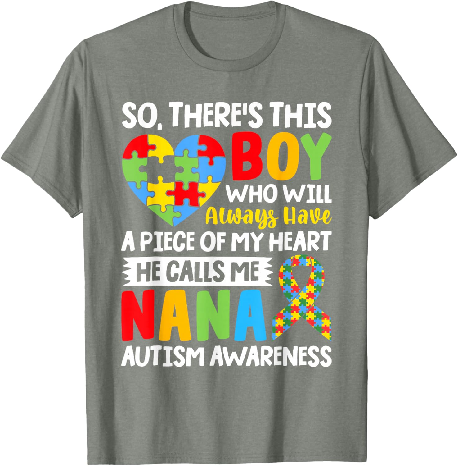 Proud Autism Grandma T-Shirt Heart Design for Nana Autism Awareness - 16