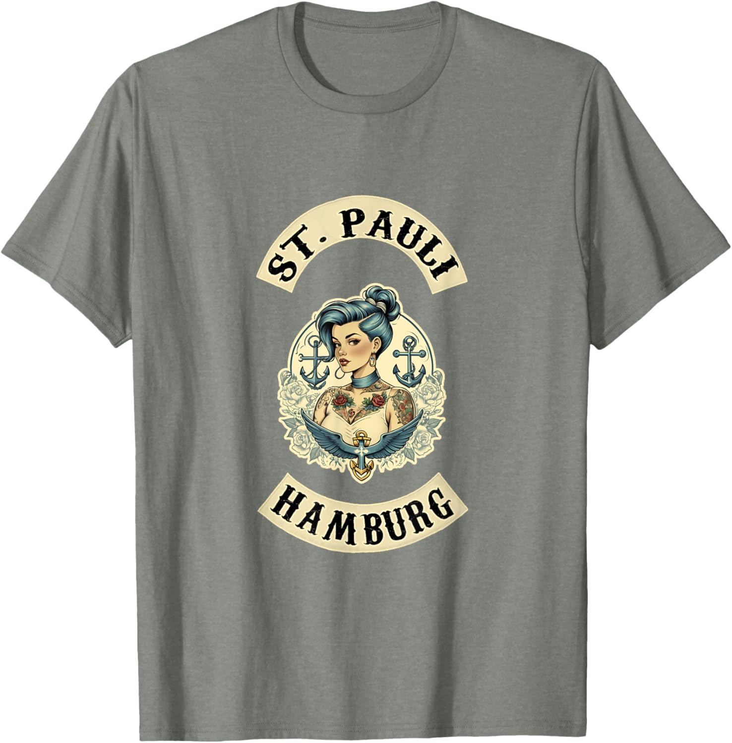 Hamburg St. Pauli Reeperbahn Sailor Tattoo Girl T-Shirt for Fans - 5
