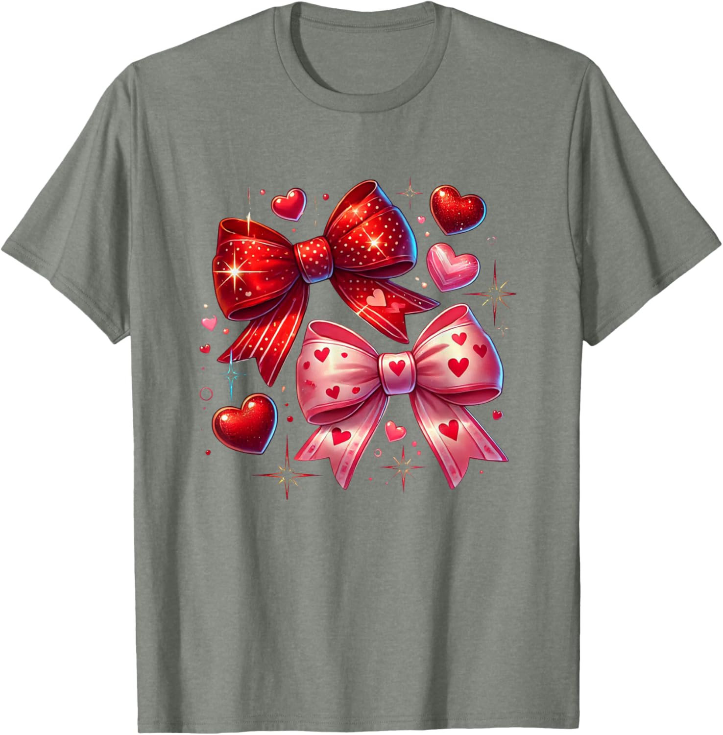 Heart Bows and Stars Romantic Love T-Shirt for Couples and Gifting - 14