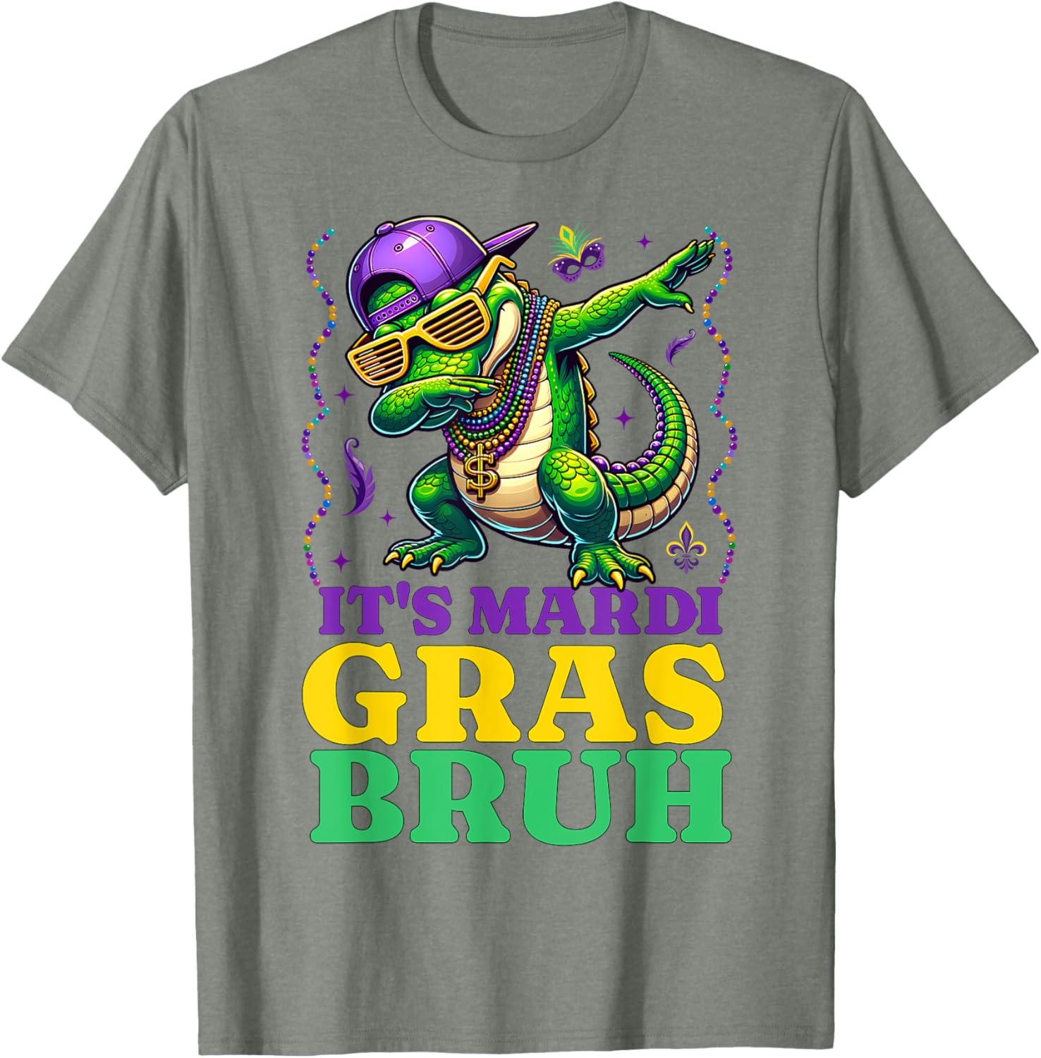 Mardi Gras Dabbing Alligator T-Shirt for Fun Costume Parades - 4