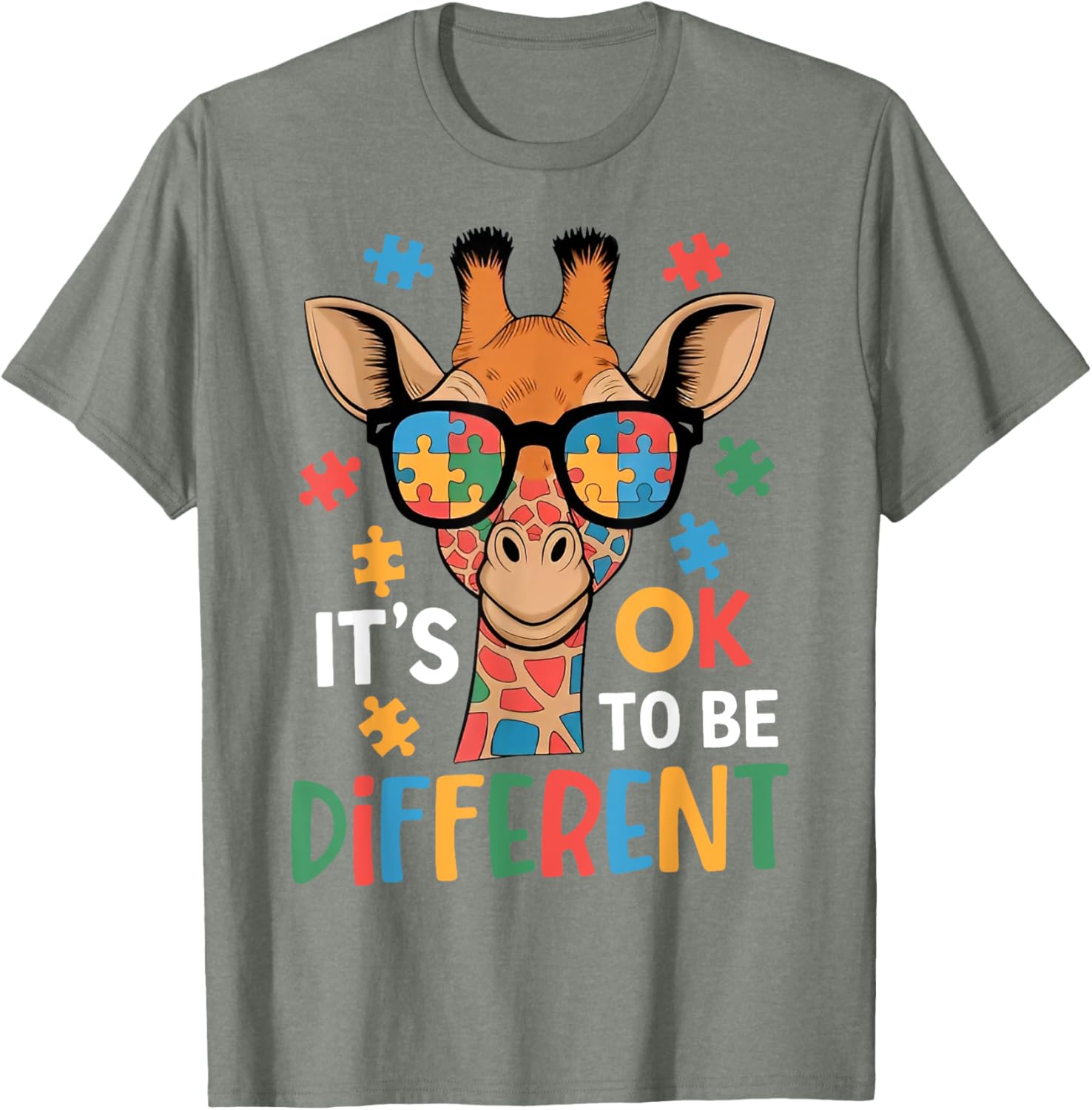 It's Okay to Be Different Giraffe Autism Awareness T-Shirt for Kids - 9