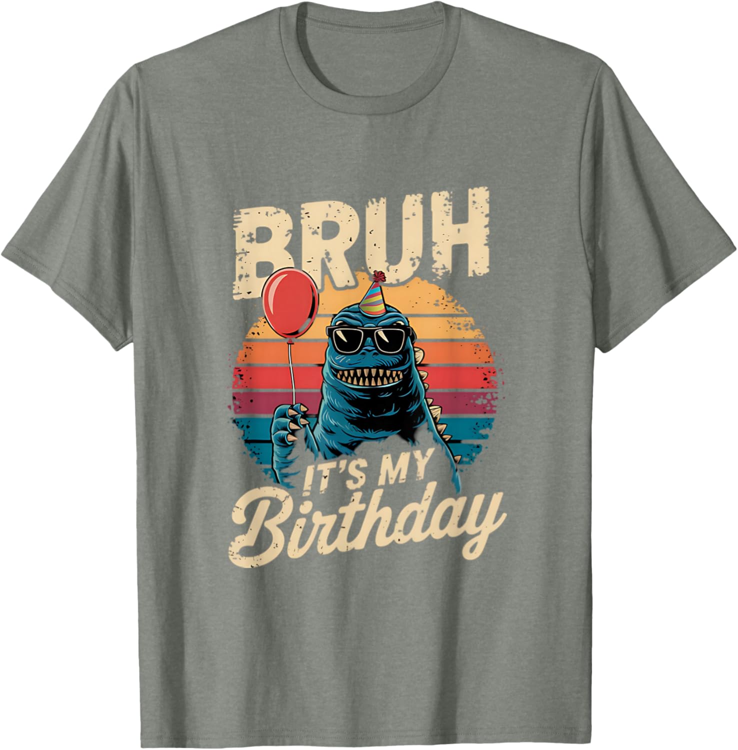 Birthday Kaiju Monster T-Shirt with Retro Sunset Adventure Design - 13