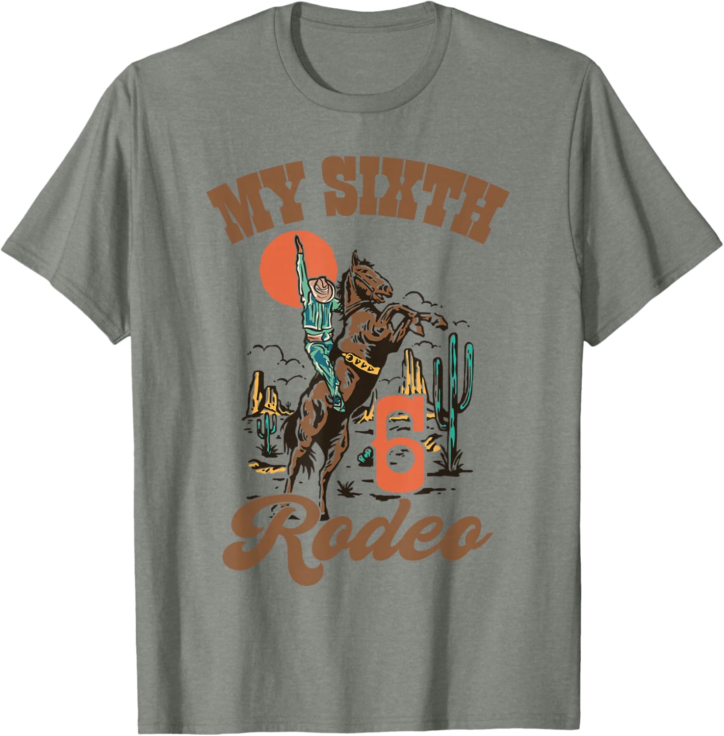My Sixth Rodeo Retro Western Cowboy Birthday T-Shirt for Kids - 7