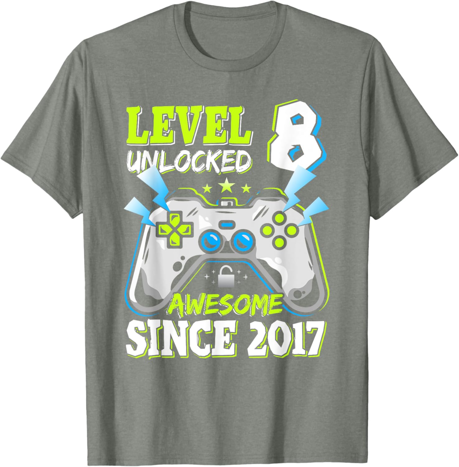 Level 8 Unlocked 2017 Video Game Birthday T-Shirt for Boys - 25