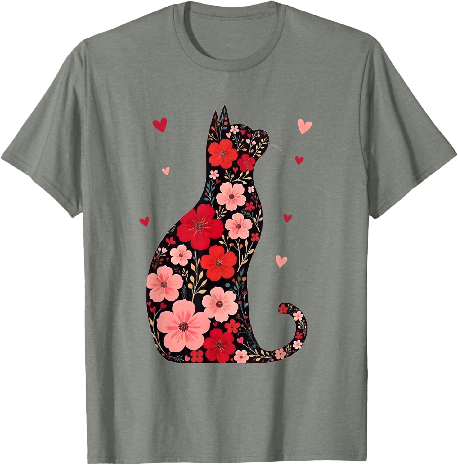 Happy Meowentine's Day Floral Cat T-Shirt for Women - Cute Valentine's Gift - 6