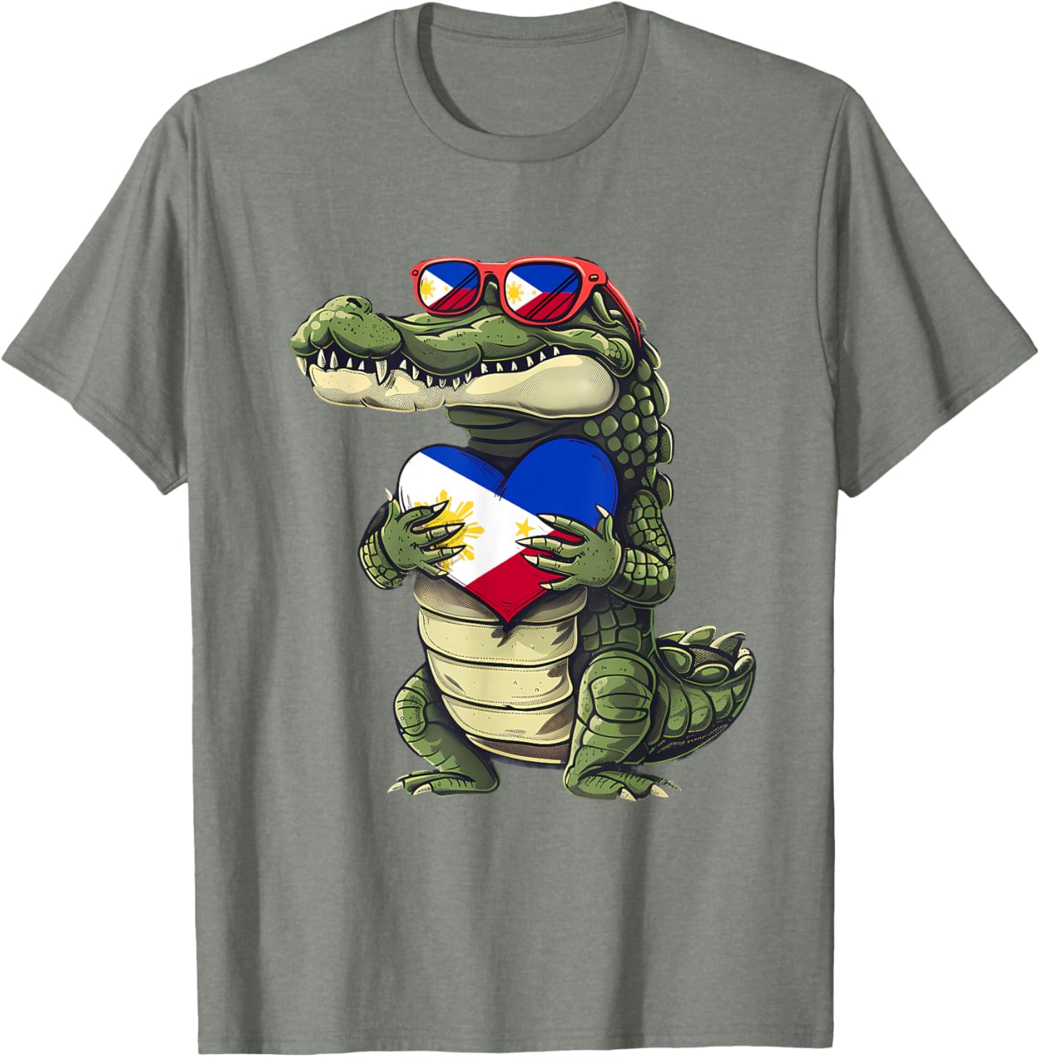 Philippines Crocodile Heart T-Shirt with Filipino Flag - Pilipinas Pride - 1