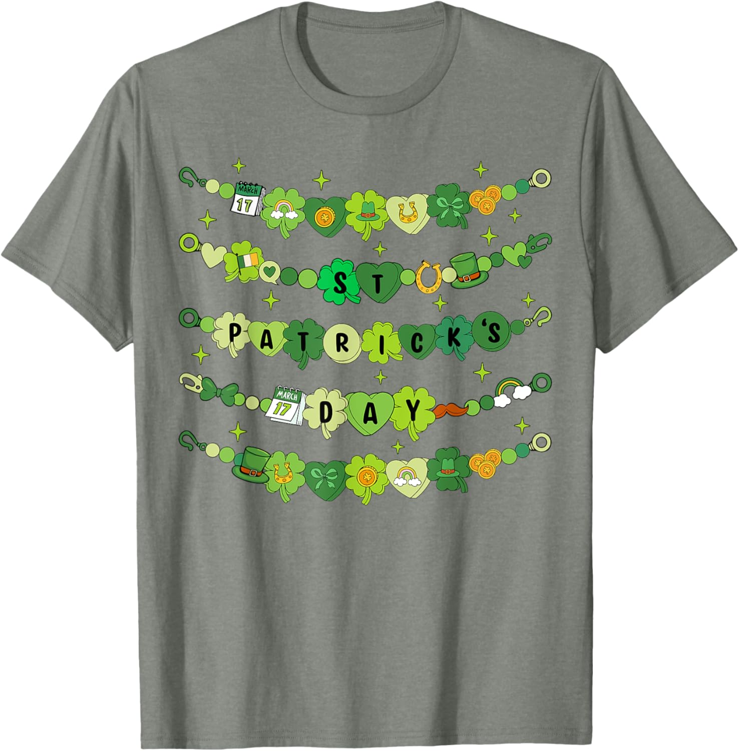 Happy St Patricks Day Friendship Bracelet T-Shirt for Girls - 5