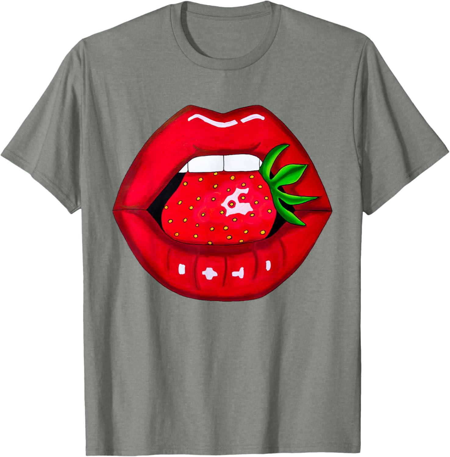 Sexy Strawberry Lips Red Lipstick Women's T-Shirt for Fun Fashion - 28