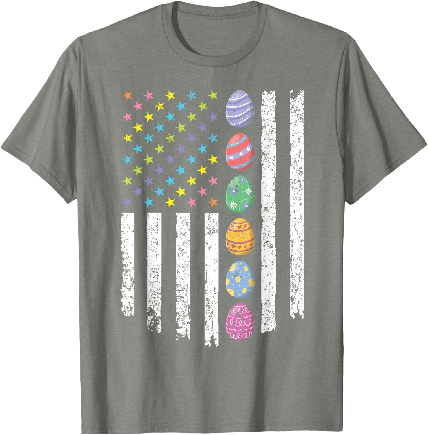 Vintage American Flag Easter Egg Hunting T-Shirt for Men and Boys - 1