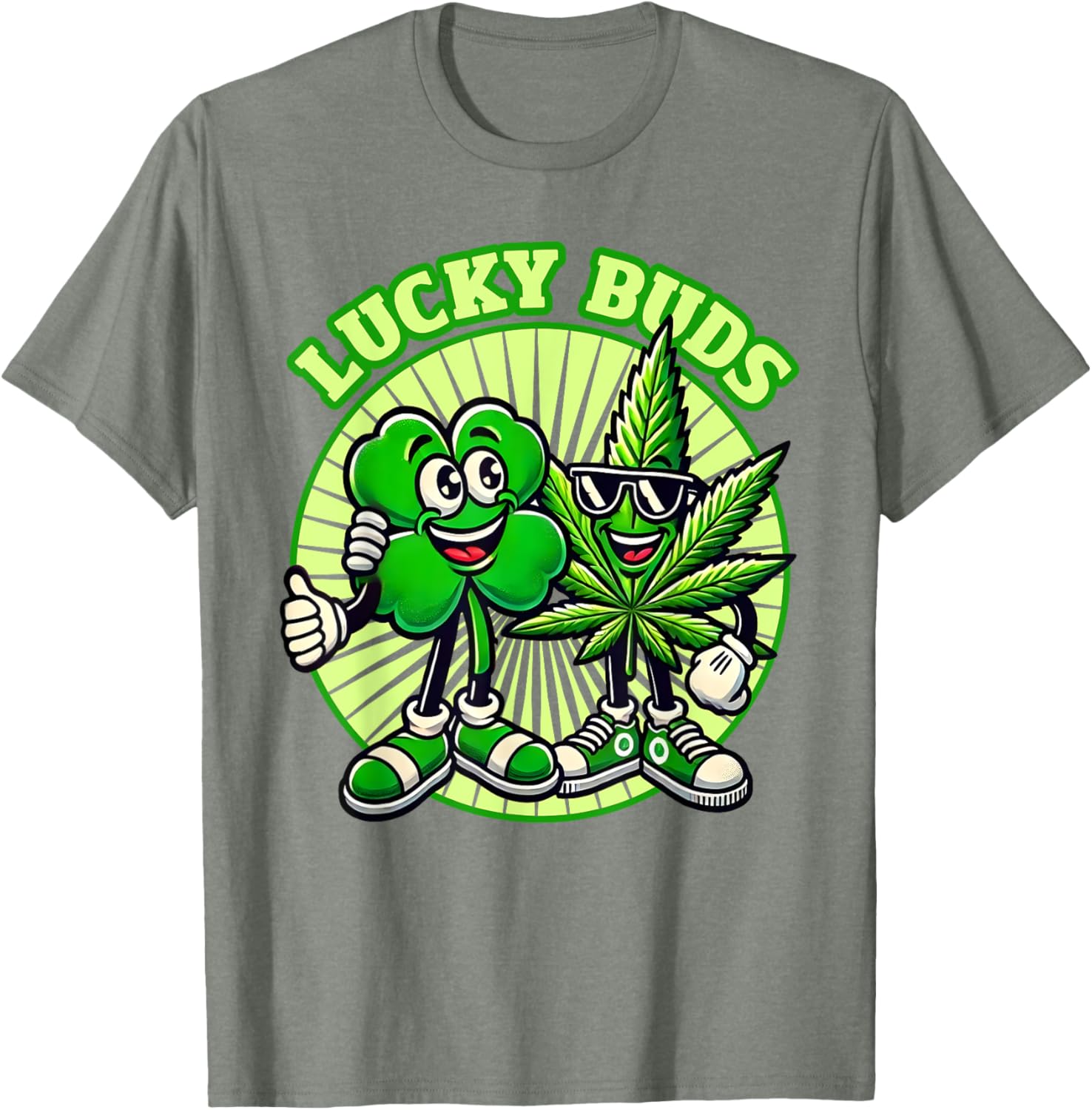 Lucky Buds St. Patrick's Day Retro Clover Weed T-Shirt for High Spirits - 17