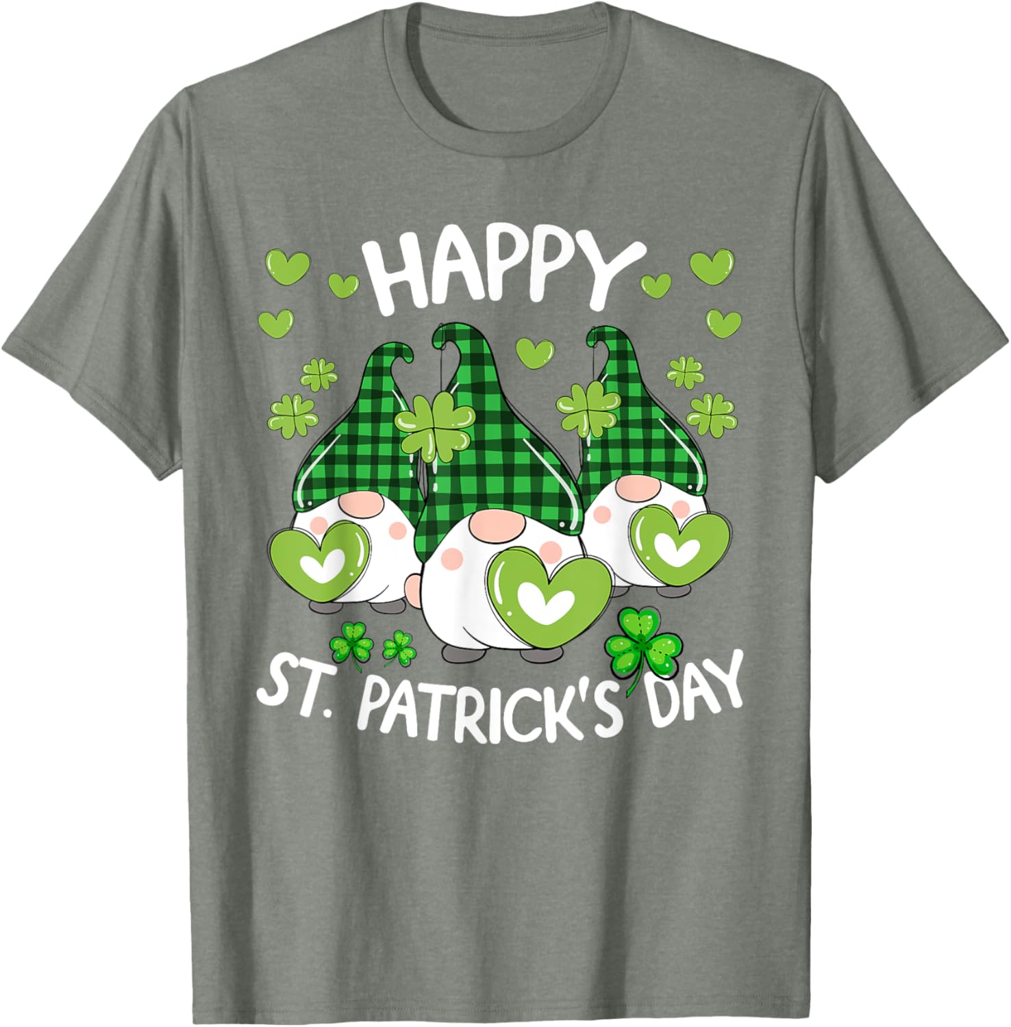 Happy St Patricks Day Gnome Shamrock T-Shirt for Women and Kids - 16