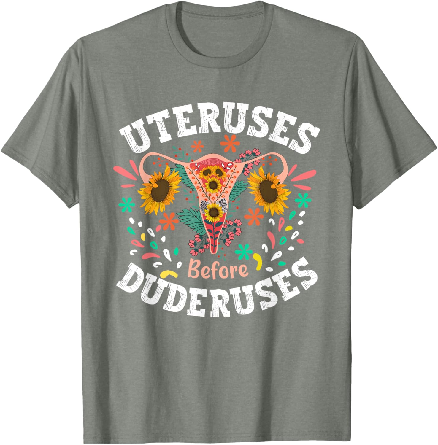 Galentines Day Floral Uterus T-Shirt for Feminist Empowerment Support - 5