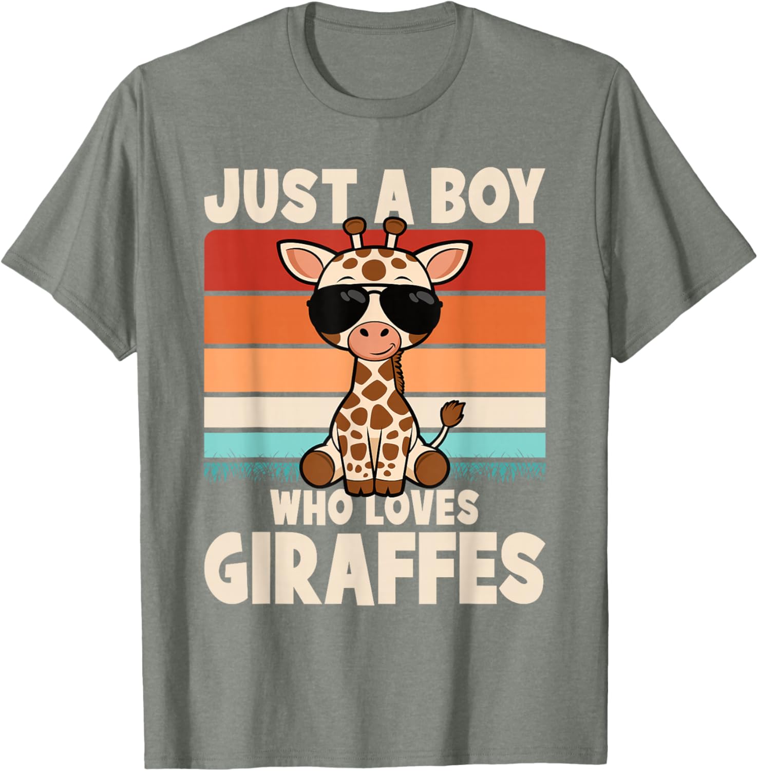 Just A Boy Who Loves Giraffes Retro Wild Animal Kids T-Shirt - 15