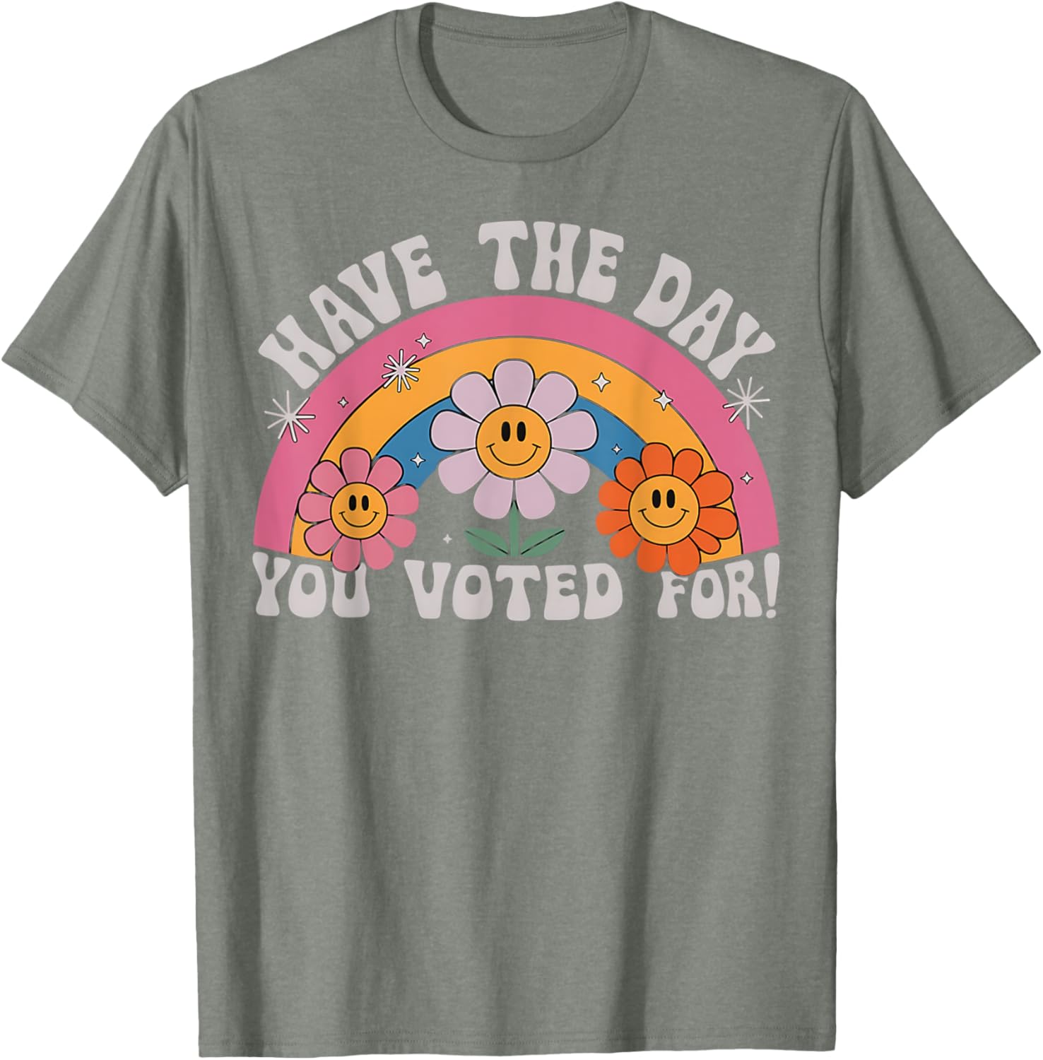 Funny Groovy Rainbow Flower T-Shirt Perfect for Voting Day Pride - 3