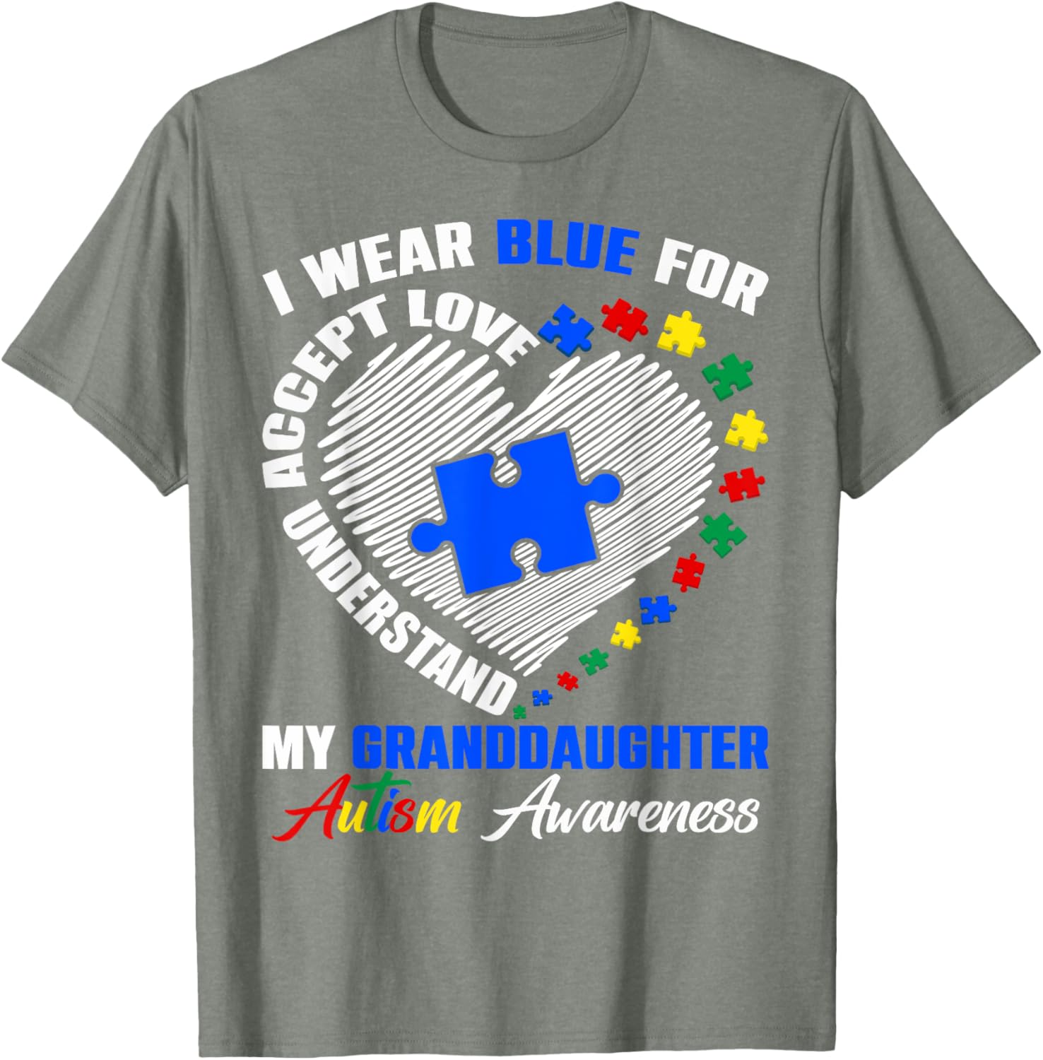 Blue Puzzle Pie T-Shirt for Autism Awareness - Perfect for Granddaughters - 5