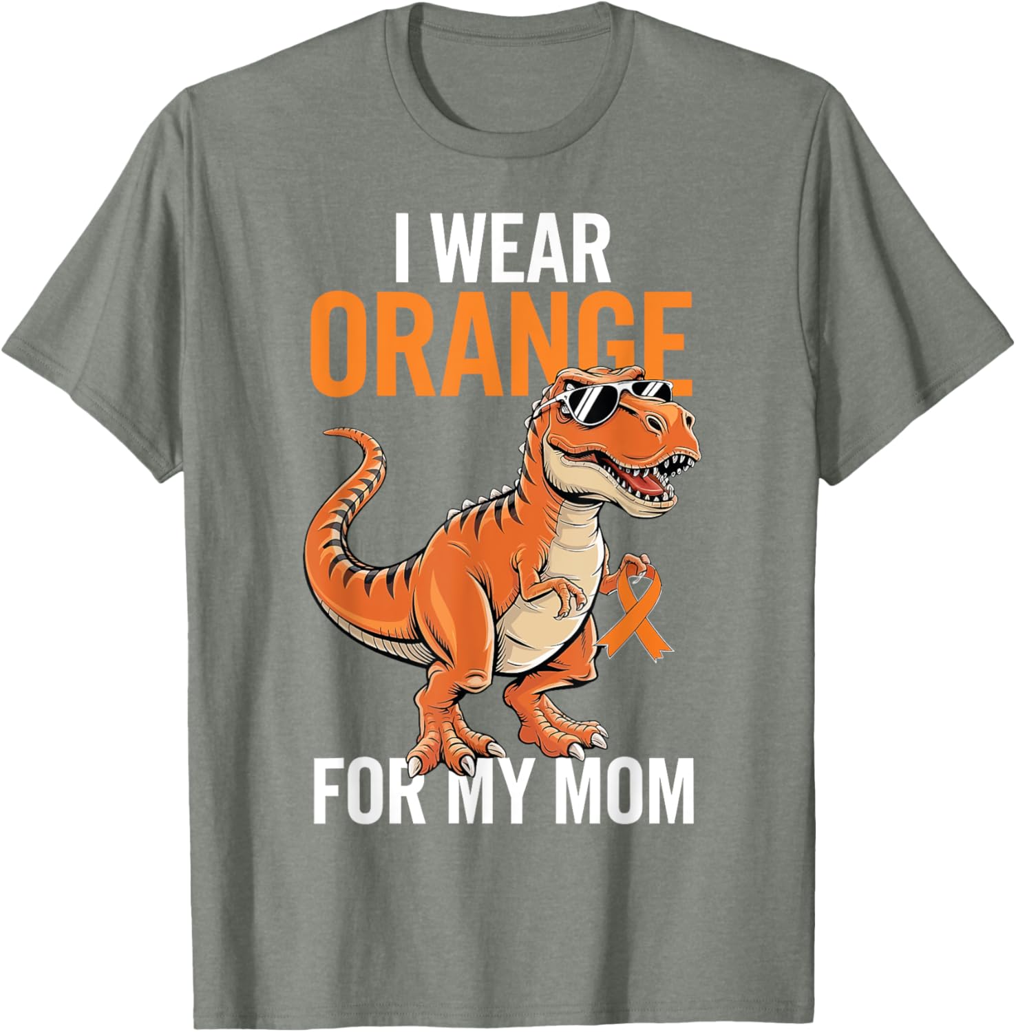 I Wear Orange For Mom Dinosaur MS Awareness T-Shirt for Supportive Families - 22