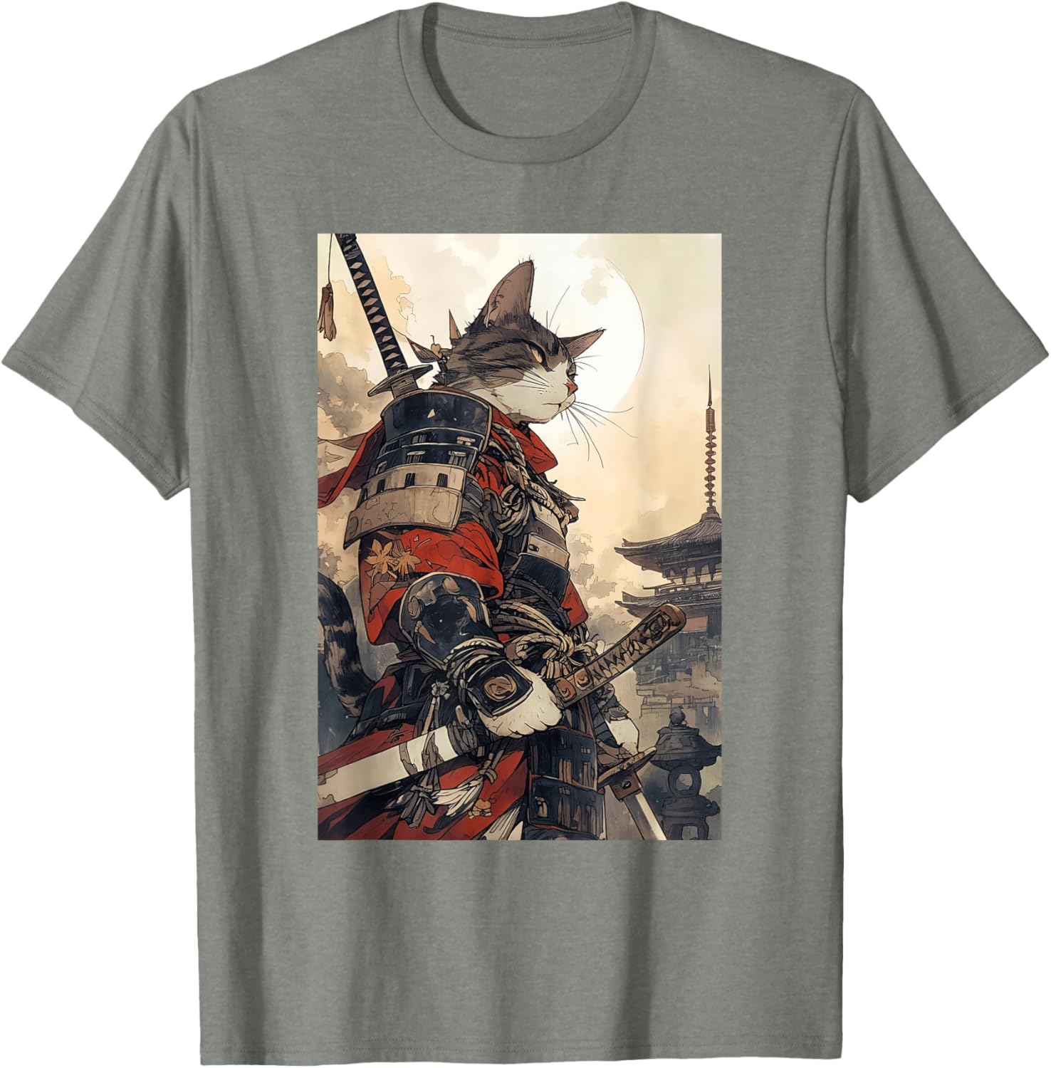Samurai Cat Graphic Tee Vintage Japanese Art for Men, Women, Kids - 26