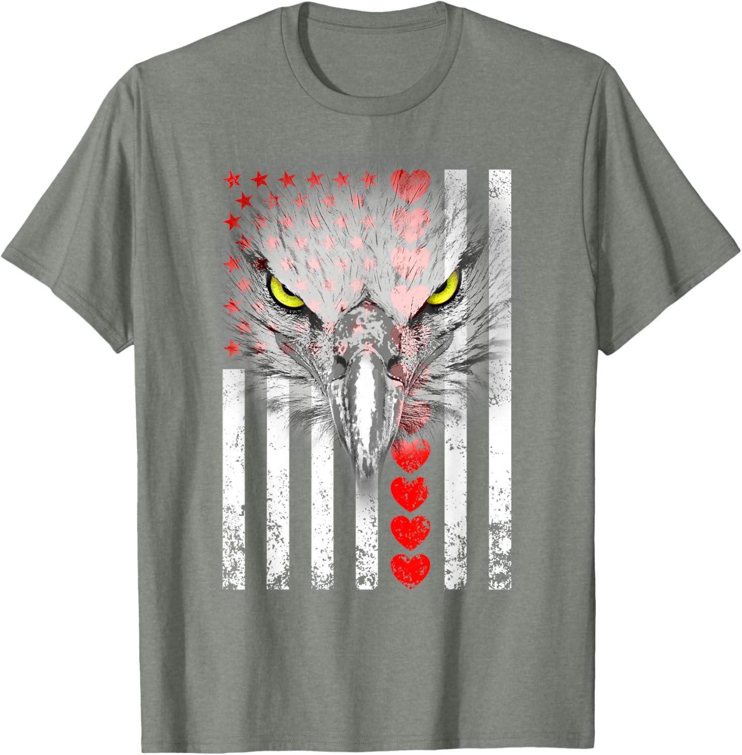 Happy Valentine's Day Eagle T-Shirt for Animal Lovers with Hearts & Flag - 9