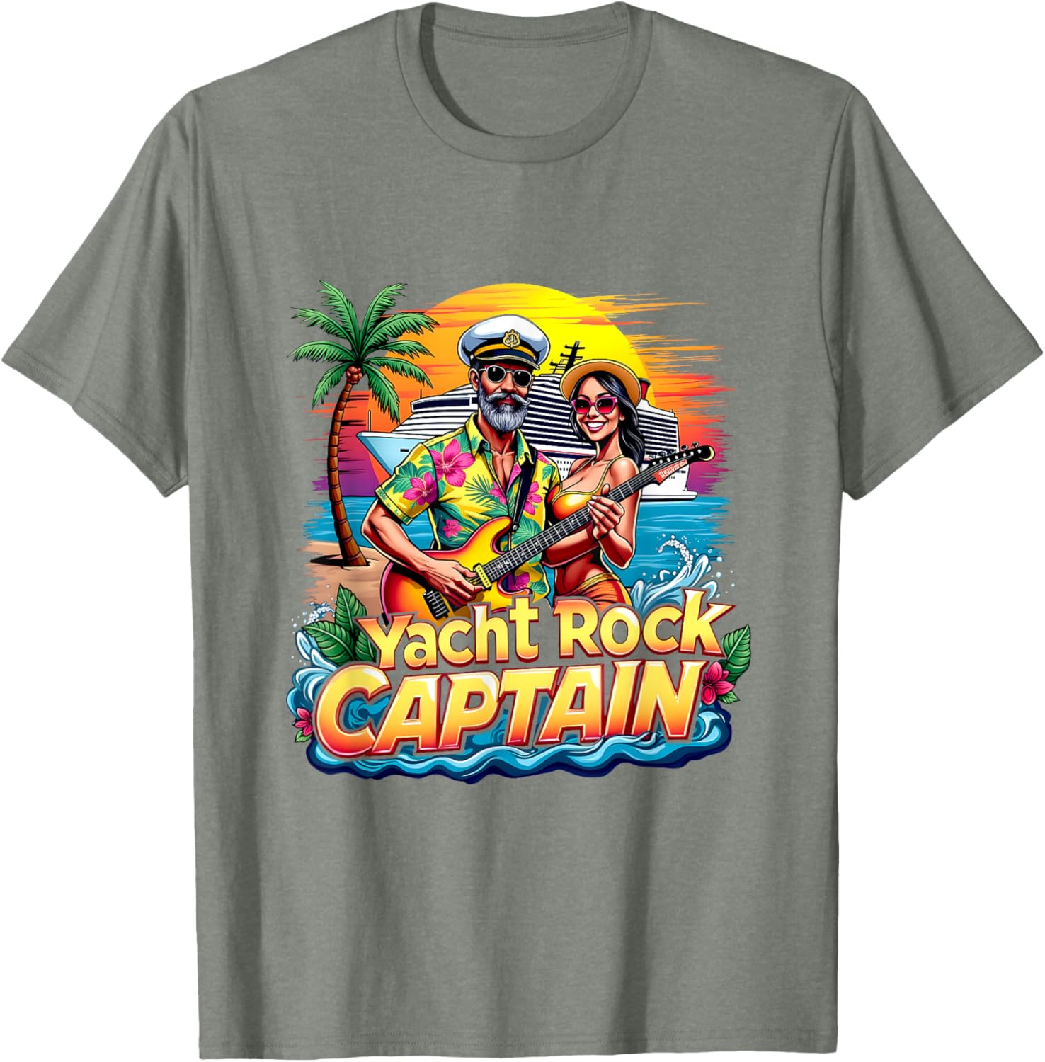Retro Yacht Rock Captain Tropical Cruise Squad T-Shirt for Fun Parties - 9