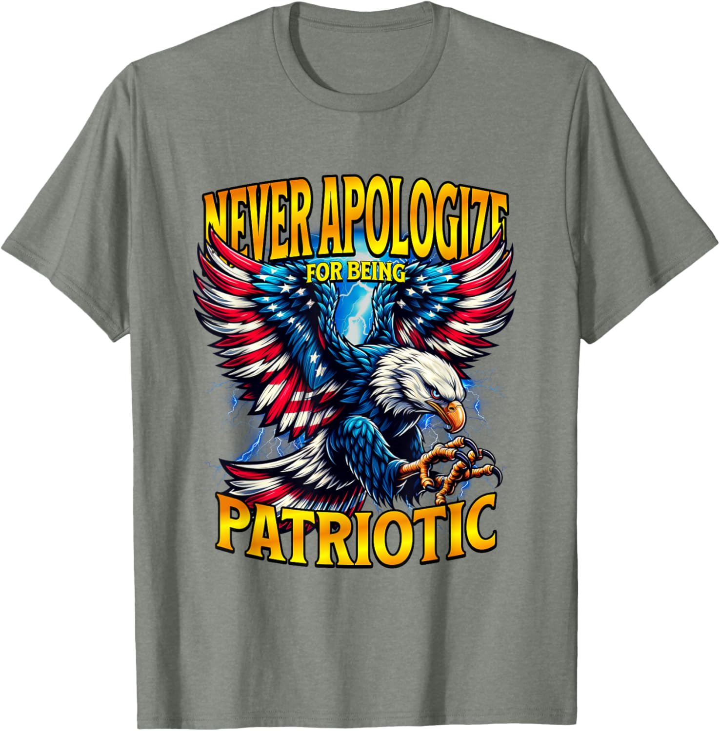 Never Apologize for Being Patriotic Eagle T-Shirt | American Flag Design - 5