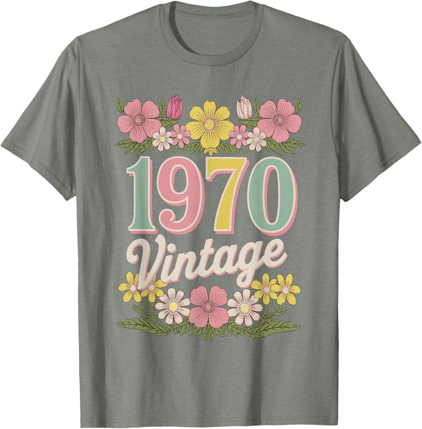 Vintage 1970 Retro Flower Birthday T-Shirt for Daughters and Women - 20
