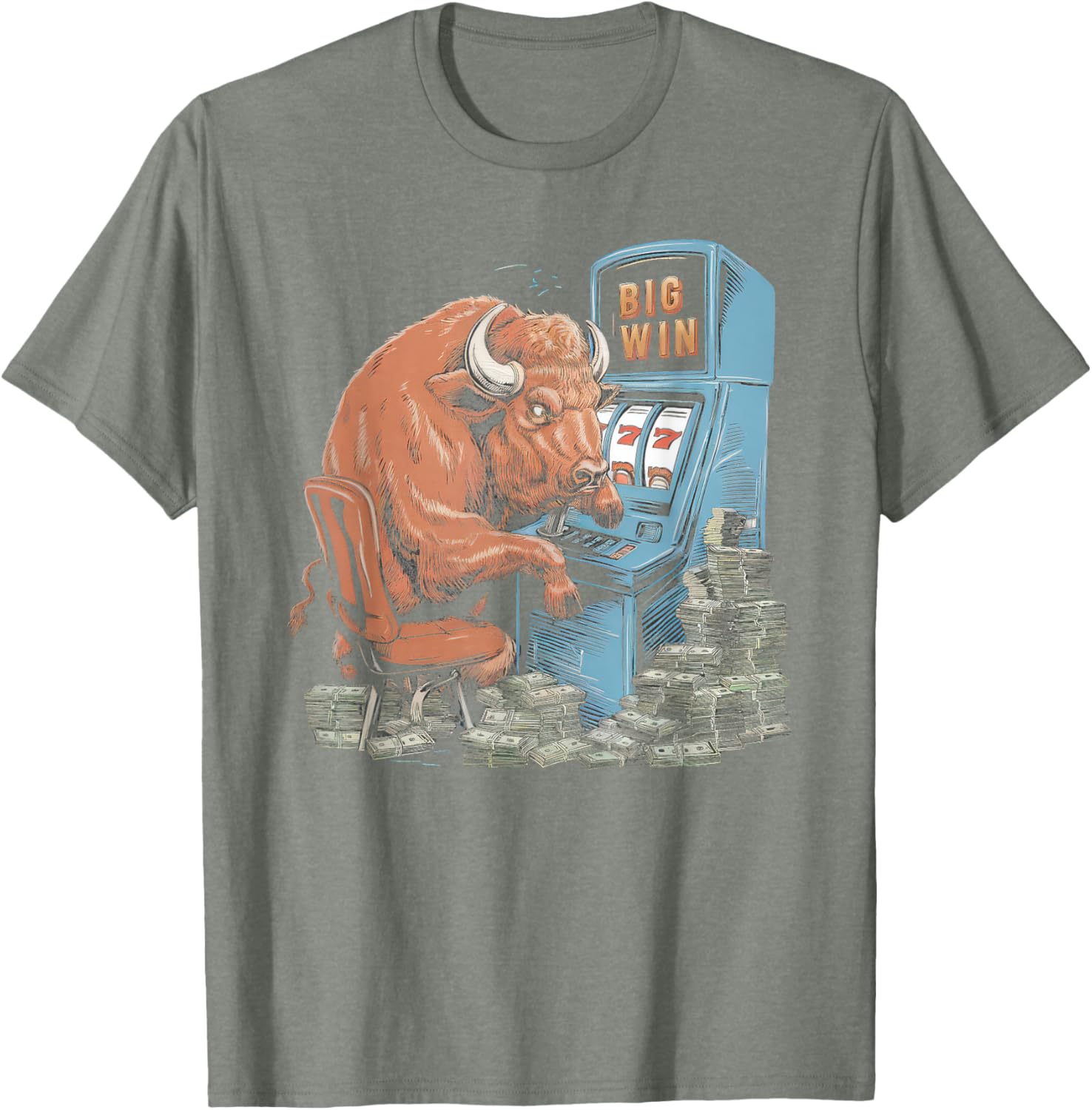 Lucky Buffalo Casino Slot Machine T-Shirt for Gamblers and Slots Fans - 19