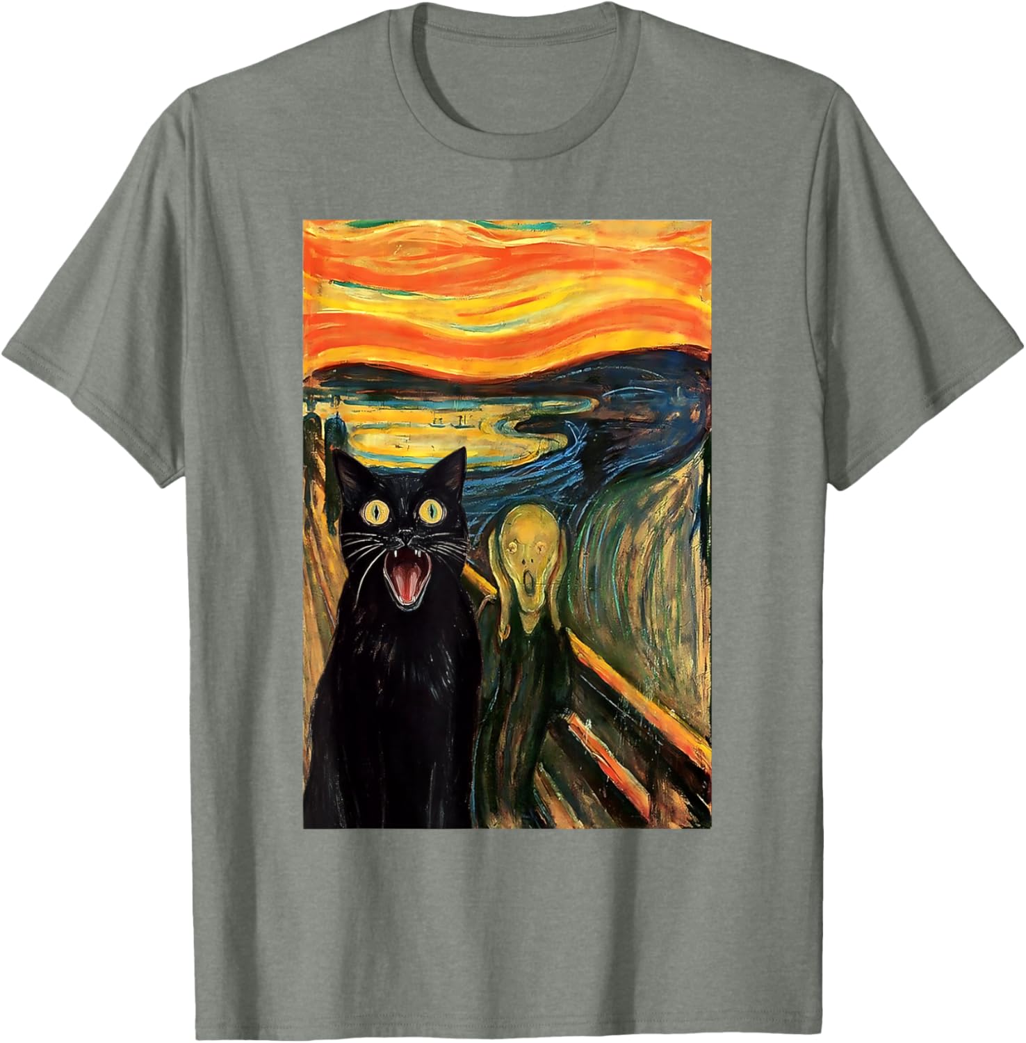 Funny Black Cat Scream Parody T-Shirt for Cat Lovers and Fans - 21