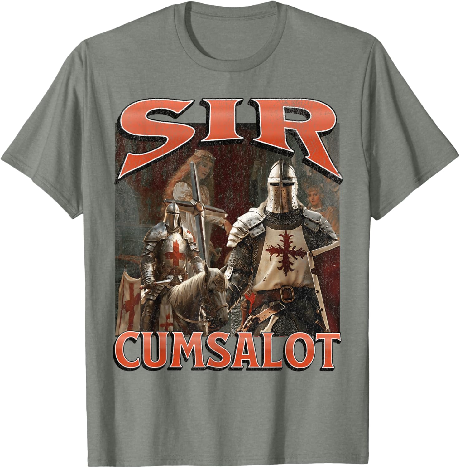 Humorous Sir Cumsalot Knight Meme Bootleg Graphic T-Shirt for Fun Fashion - 4