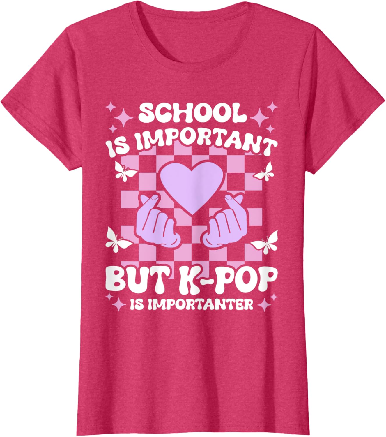 Funny K-Pop T-Shirt for Girls - School is Important, K-Pop is Importanter - 2
