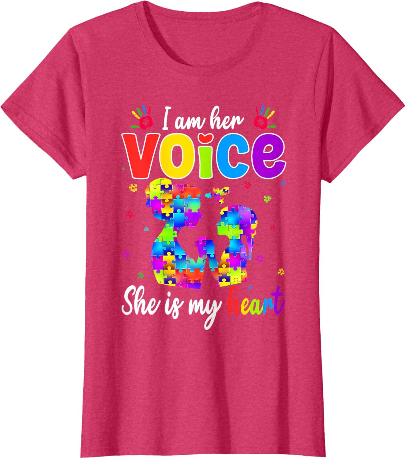 Autism Mom I'm Her Voice She Is My Heart T-Shirt for Proud Mothers - 9