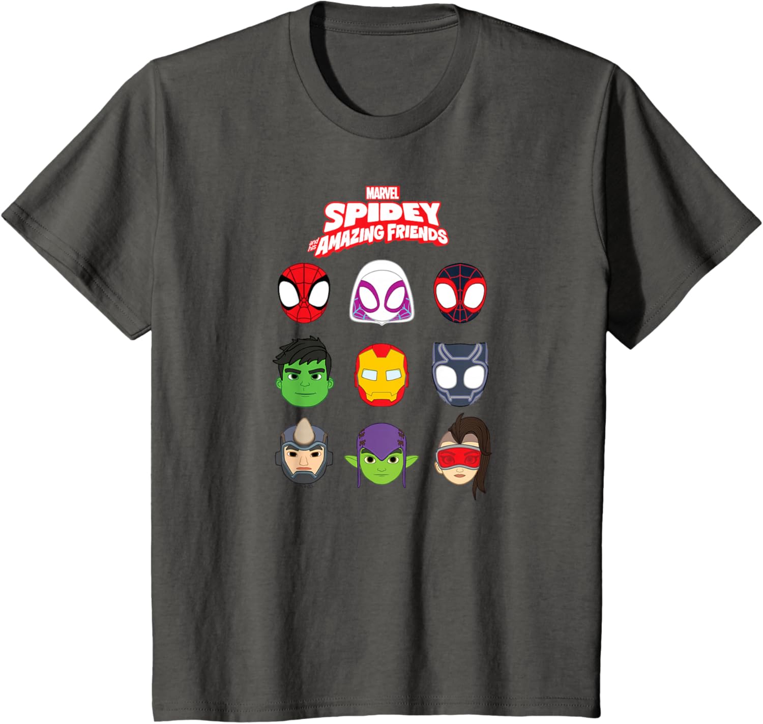 Kids Spidey And His Amazing Friends Faces Grid T-Shirt for Fun Playtime - 1