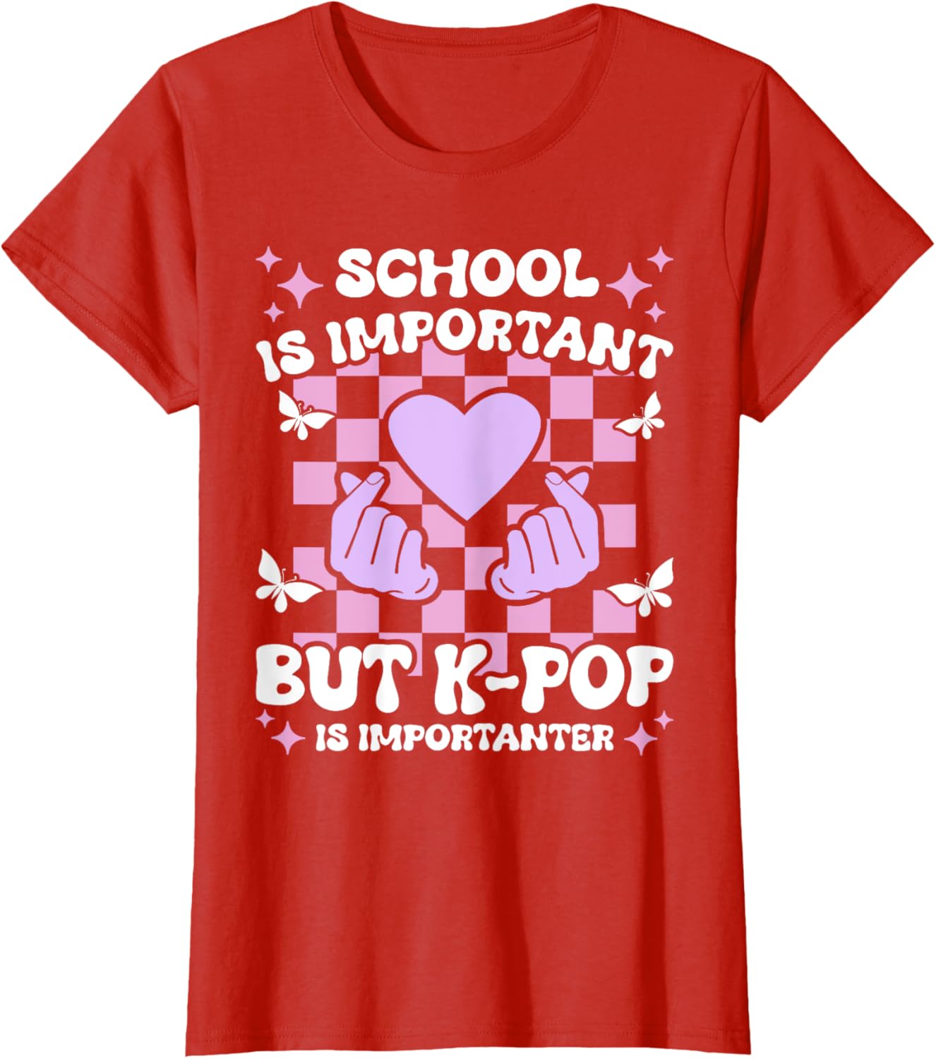 Funny K-Pop T-Shirt for Girls - School is Important, K-Pop is Importanter - 17