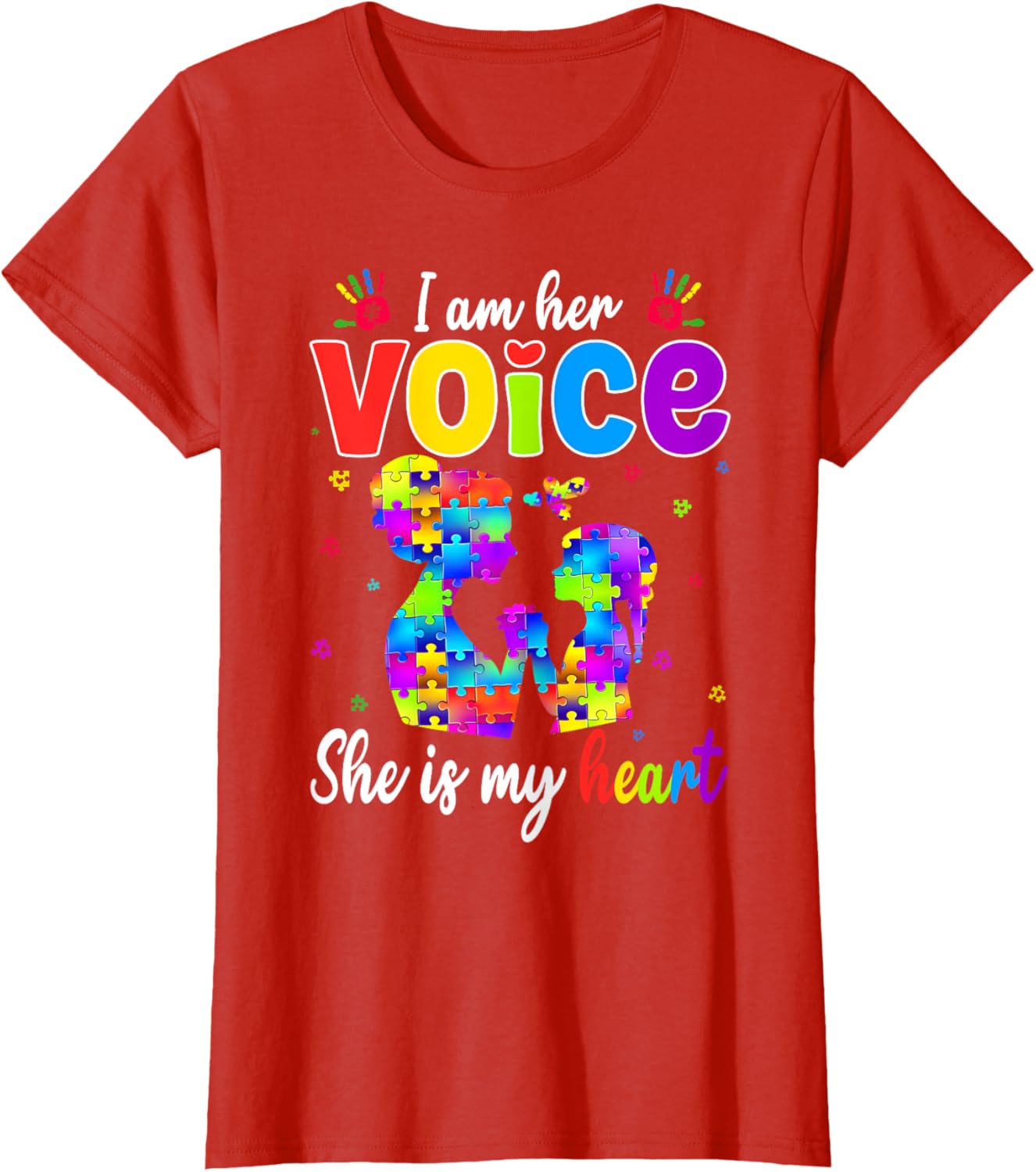 Autism Mom I'm Her Voice She Is My Heart T-Shirt for Proud Mothers - 18