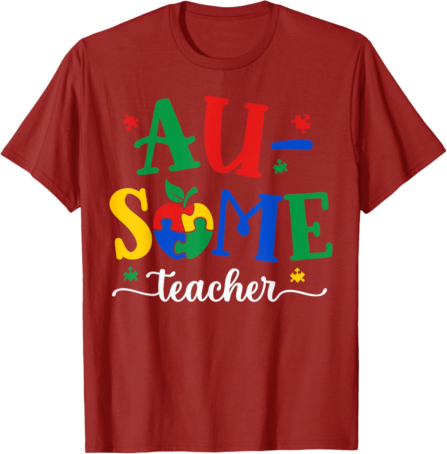 Funny Awesome Teacher Autism Awareness Month Puzzle Pieces T-Shirt - 6