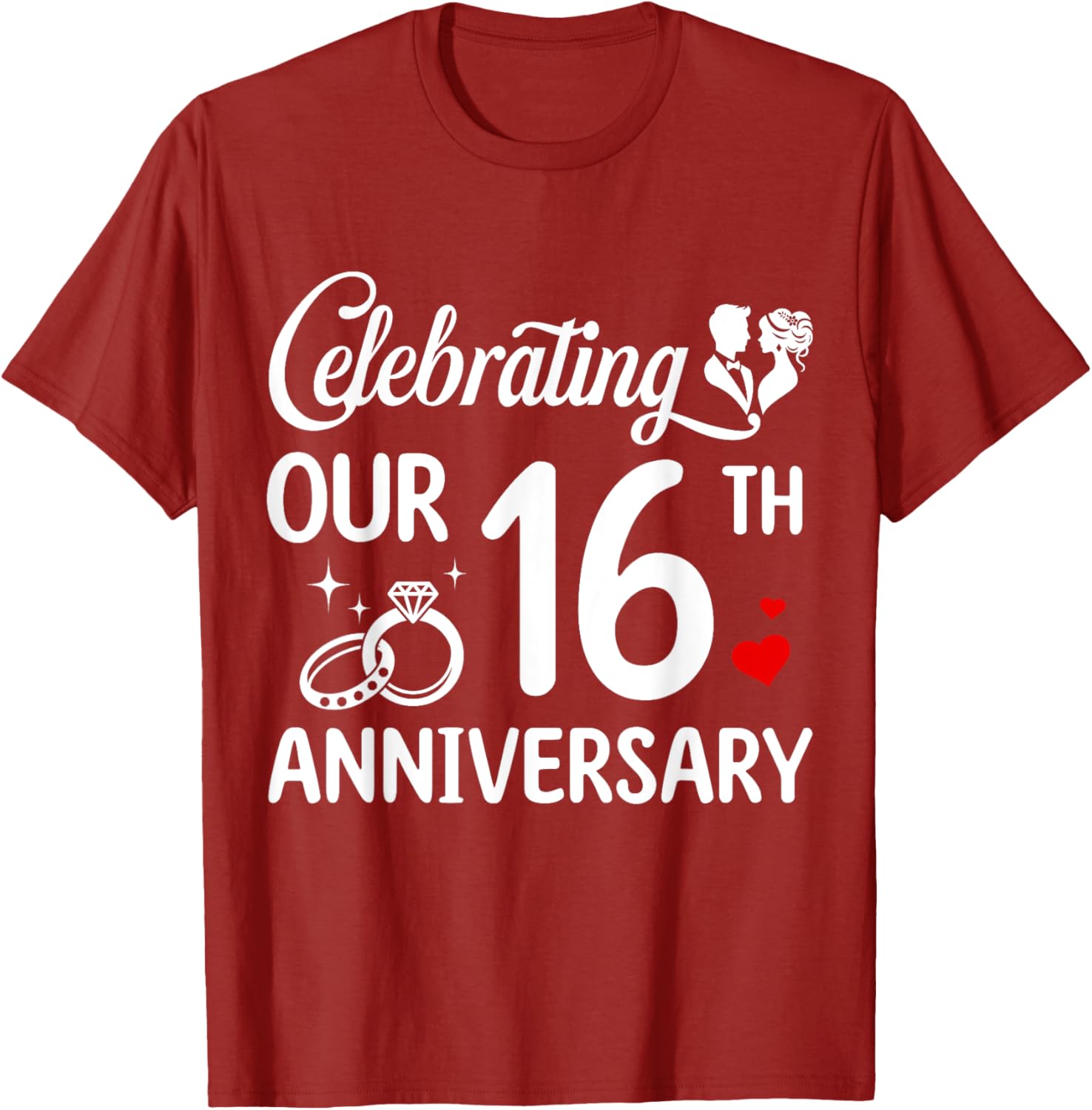 16th Wedding Anniversary T-Shirt for Couples - Celebrate 16 Years Together - 13