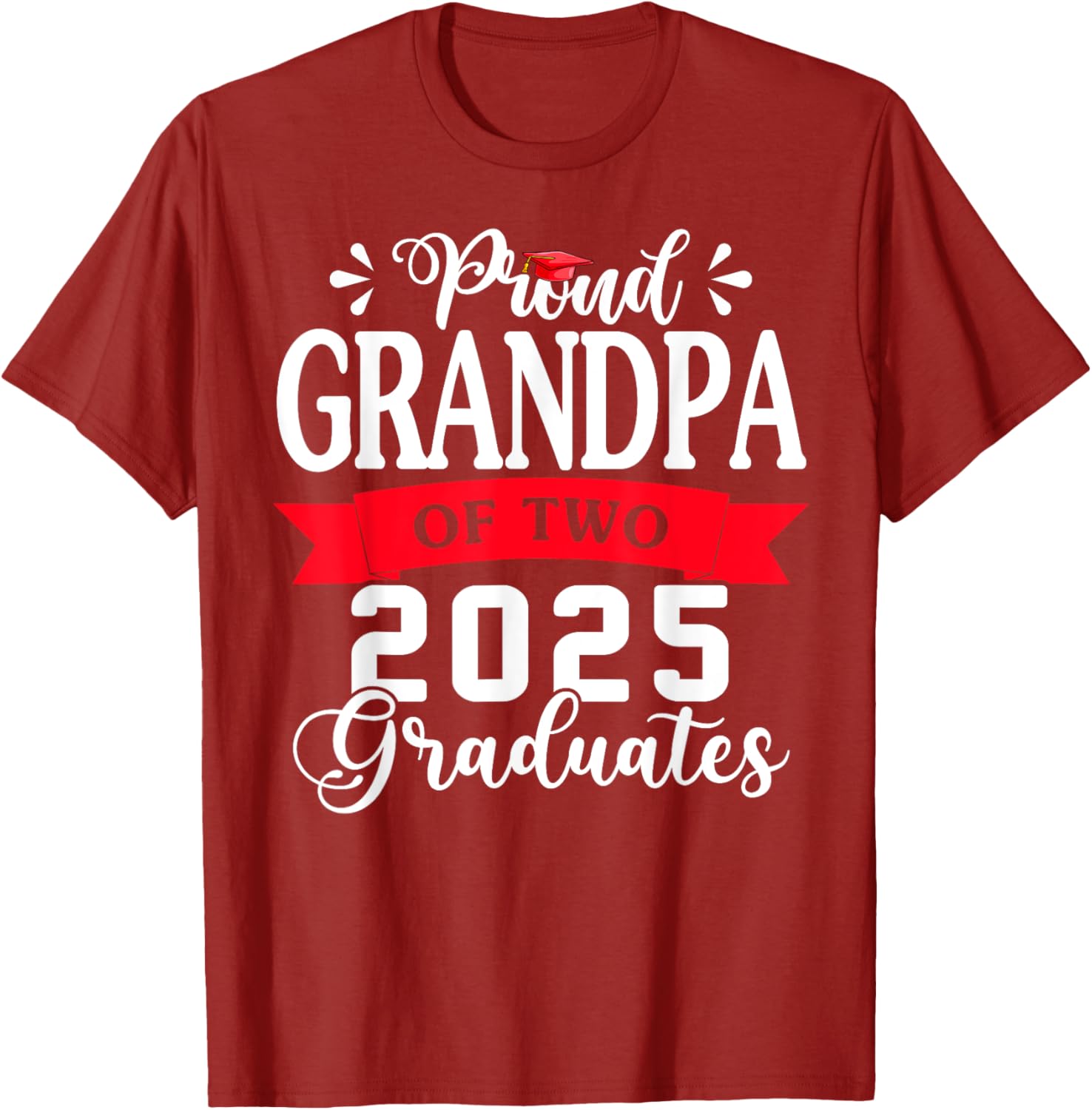 Proud Grandpa of Two Class of 2025 Twins Graduation T-Shirt - 5