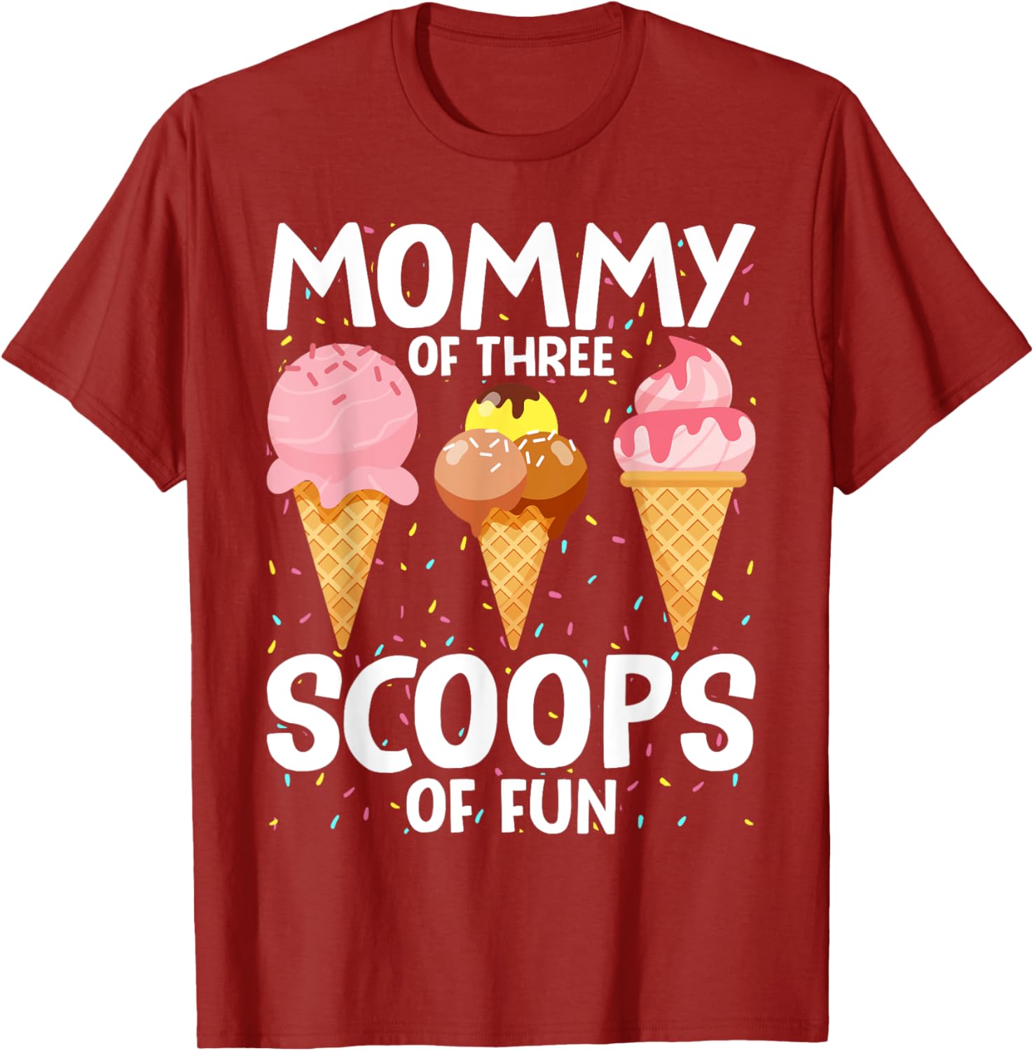 Mommy Mom Ice Cream Birthday T-Shirt for Three Scoops of Fun - 1