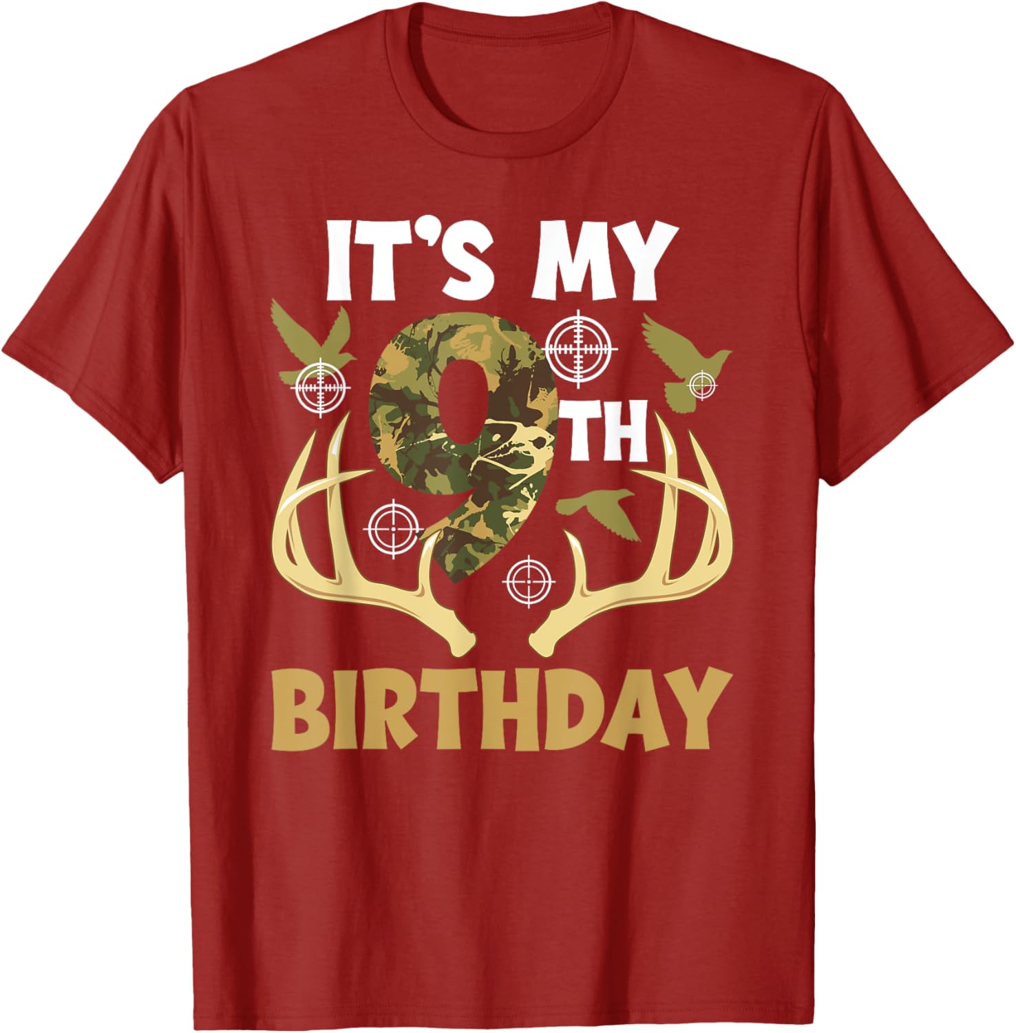 9th Birthday Hunting T-Shirt for Boys Fun Hunter Design Gift - 11