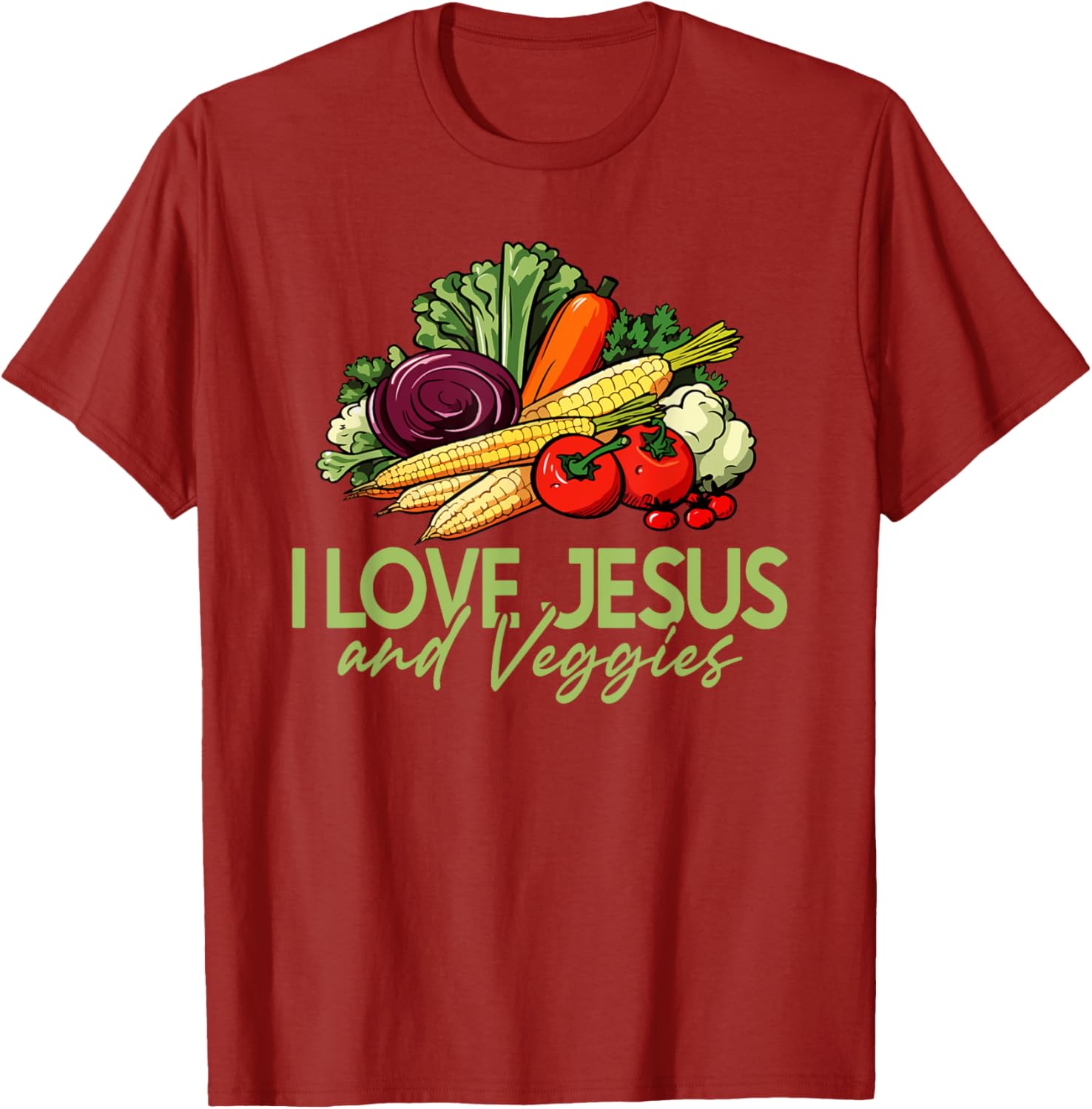 I Love Jesus and Veggies T-Shirt for Vegans and Vegetarians - 4
