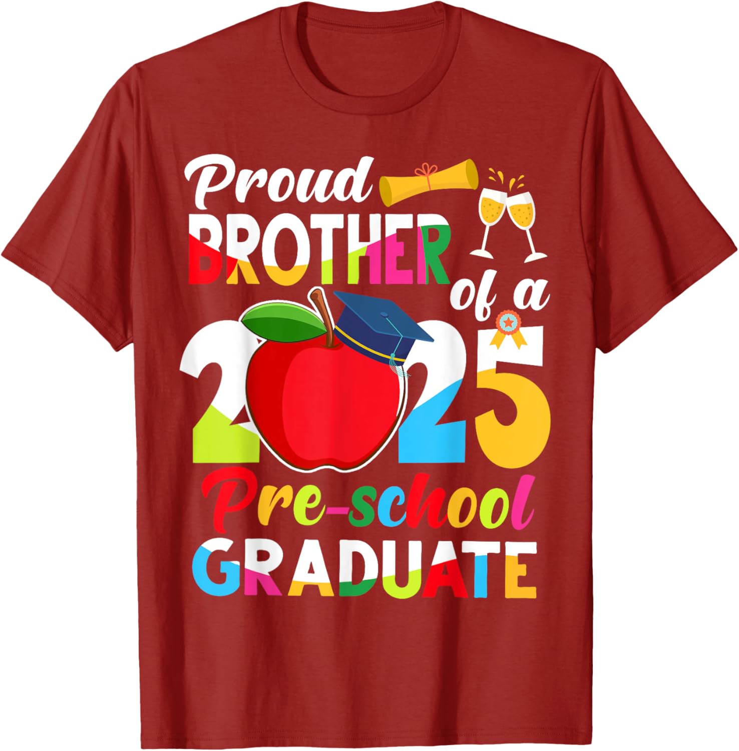 Proud Brother of 2025 Pre-K Graduate Graduation T-Shirt for Kids - 7