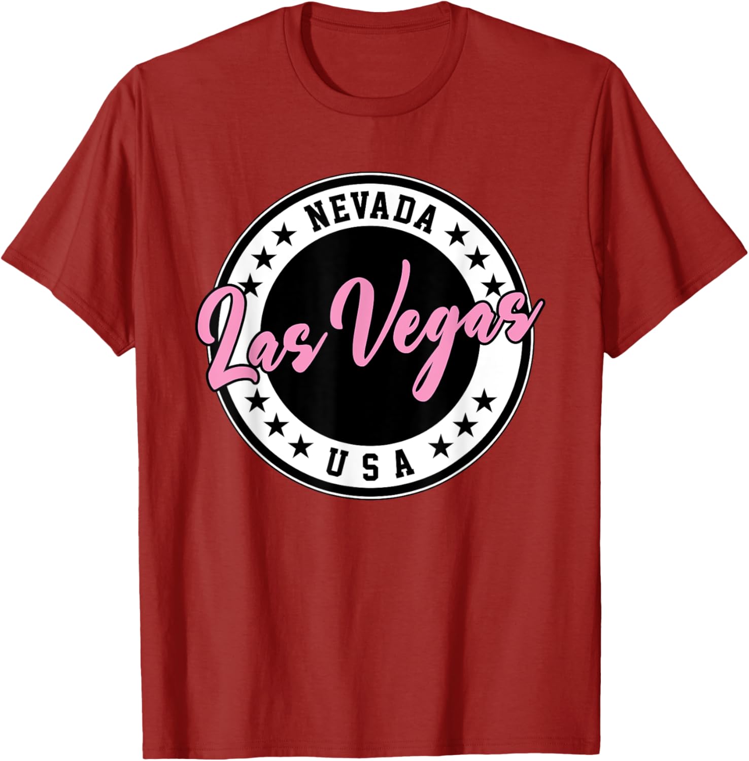Las Vegas Nevada Pink Script Circle T-Shirt for Fun Fashion Lovers - 21